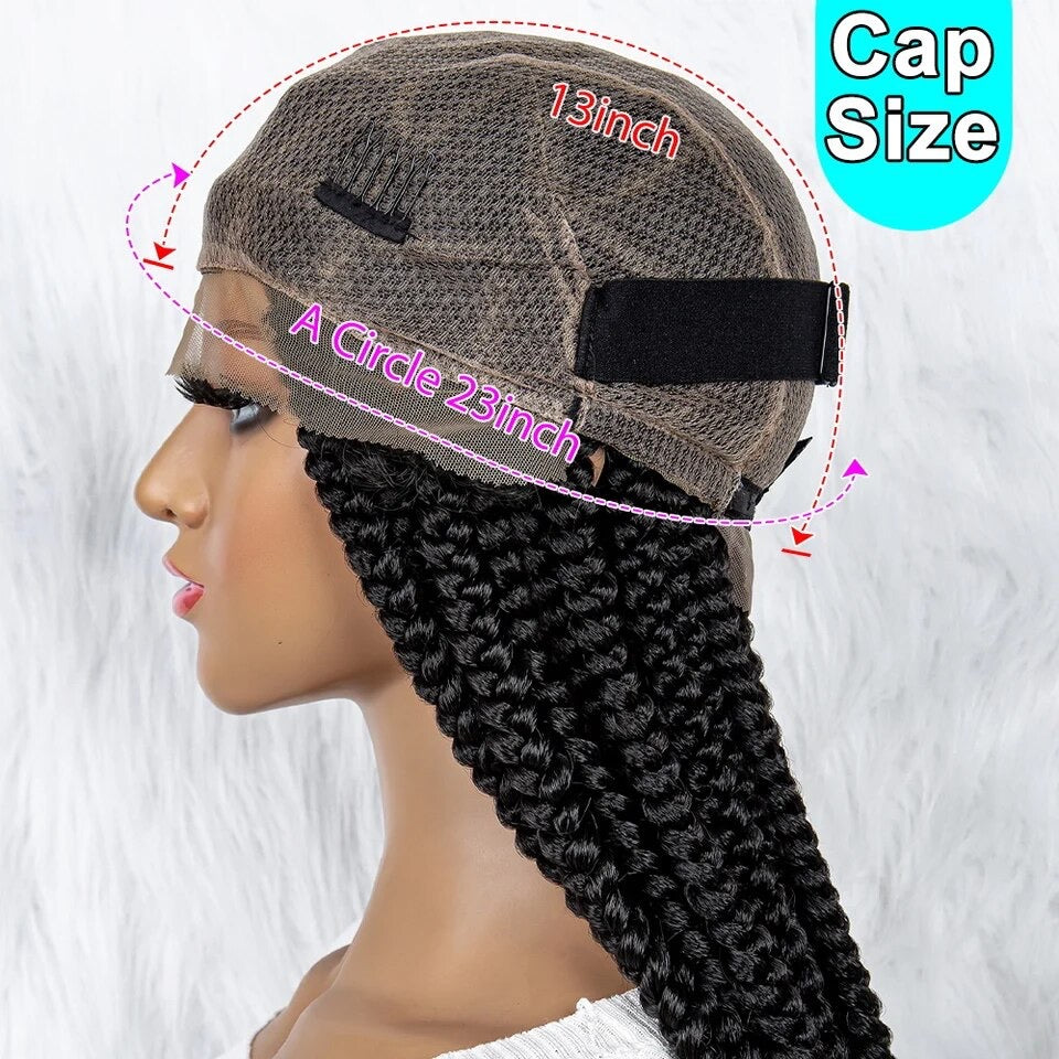 Jumbo Knotless Box Braids for Black Women Synthetic Lace Front Large Braided Wig