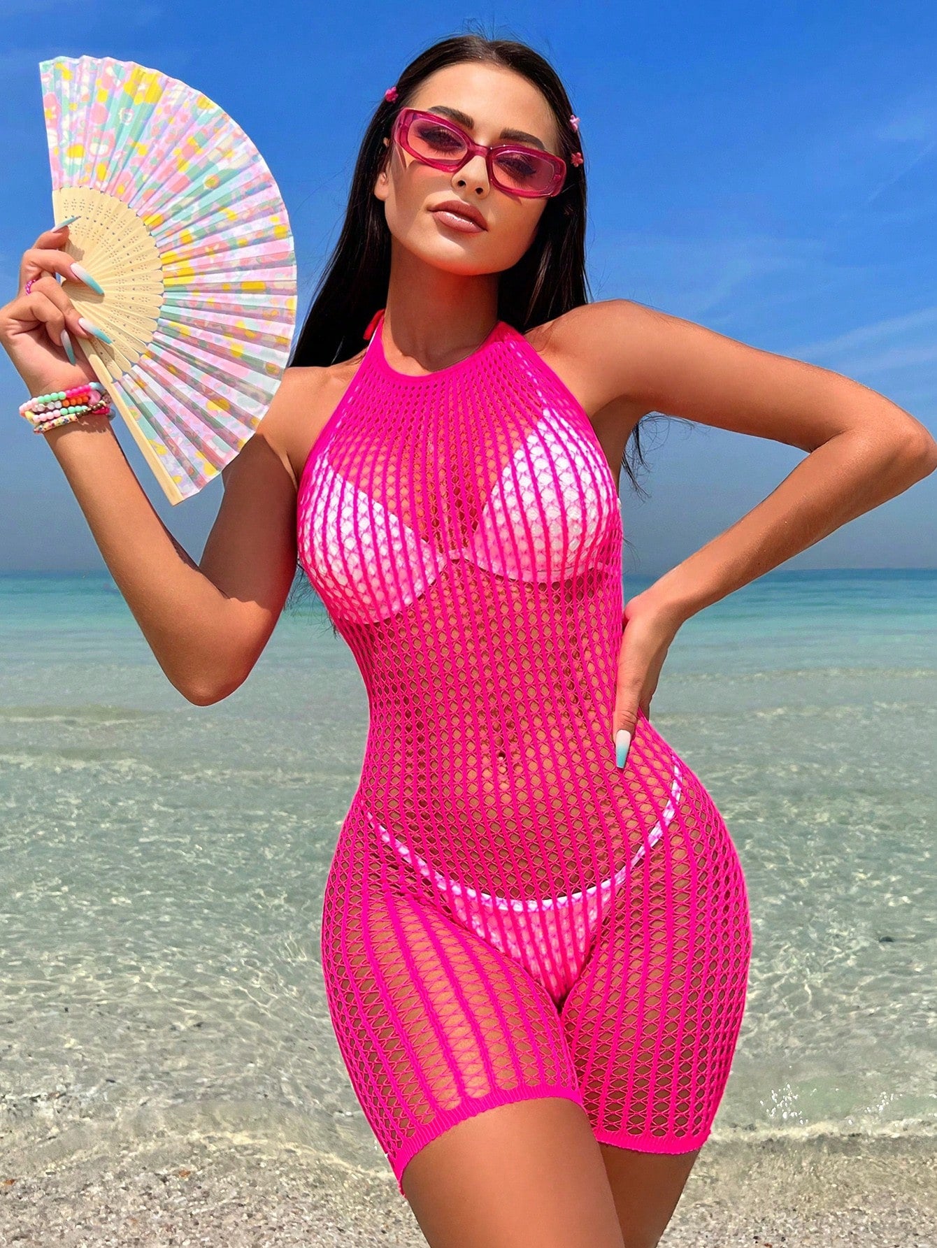 Resort Chic Fishnet Romper Without Bikini