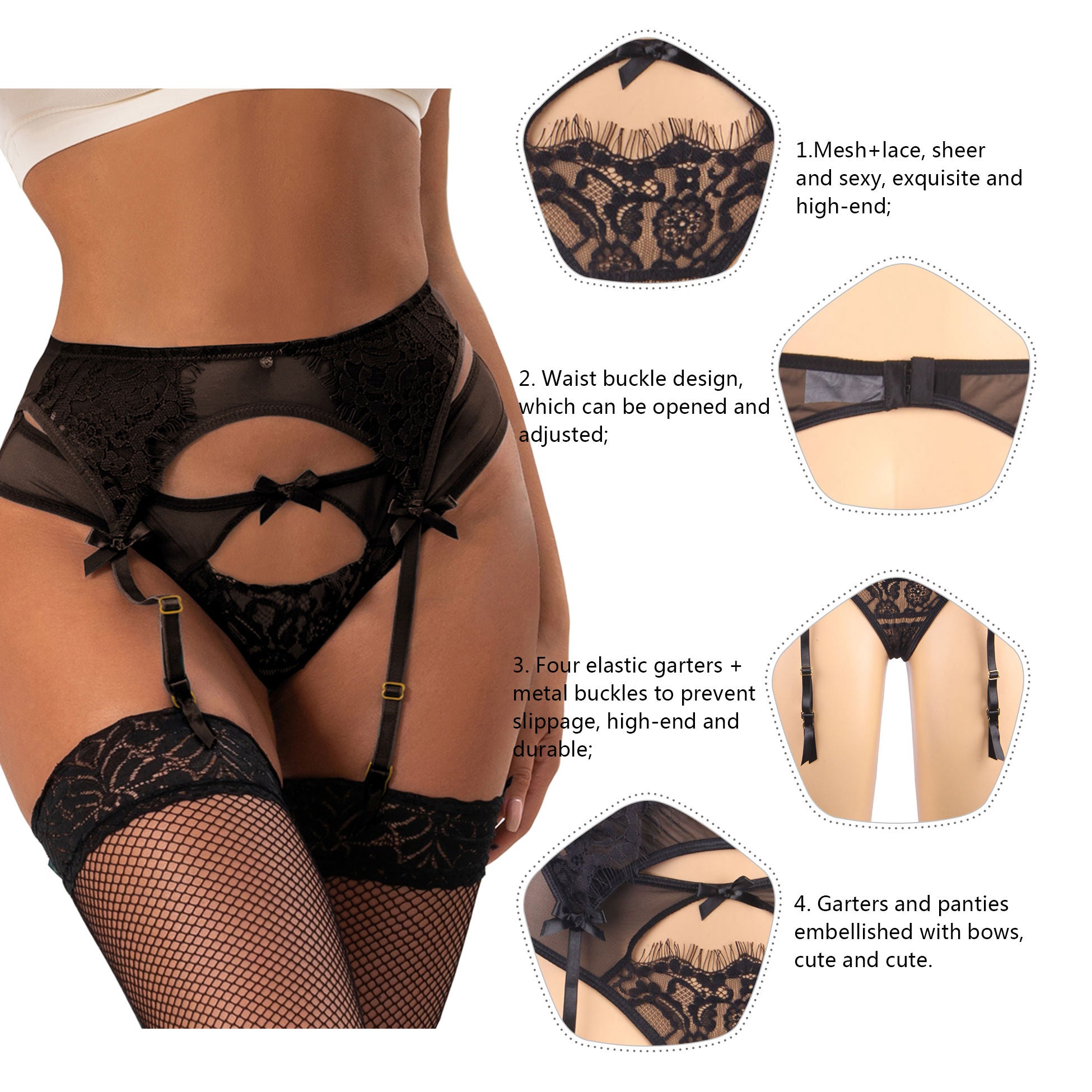 Floral Embroidery Lace Garter Suspender Lingerie Belt Panty