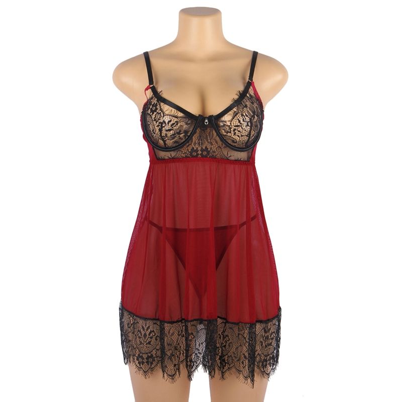 Scarlet Desire Sheer Babydoll Lingerie Set