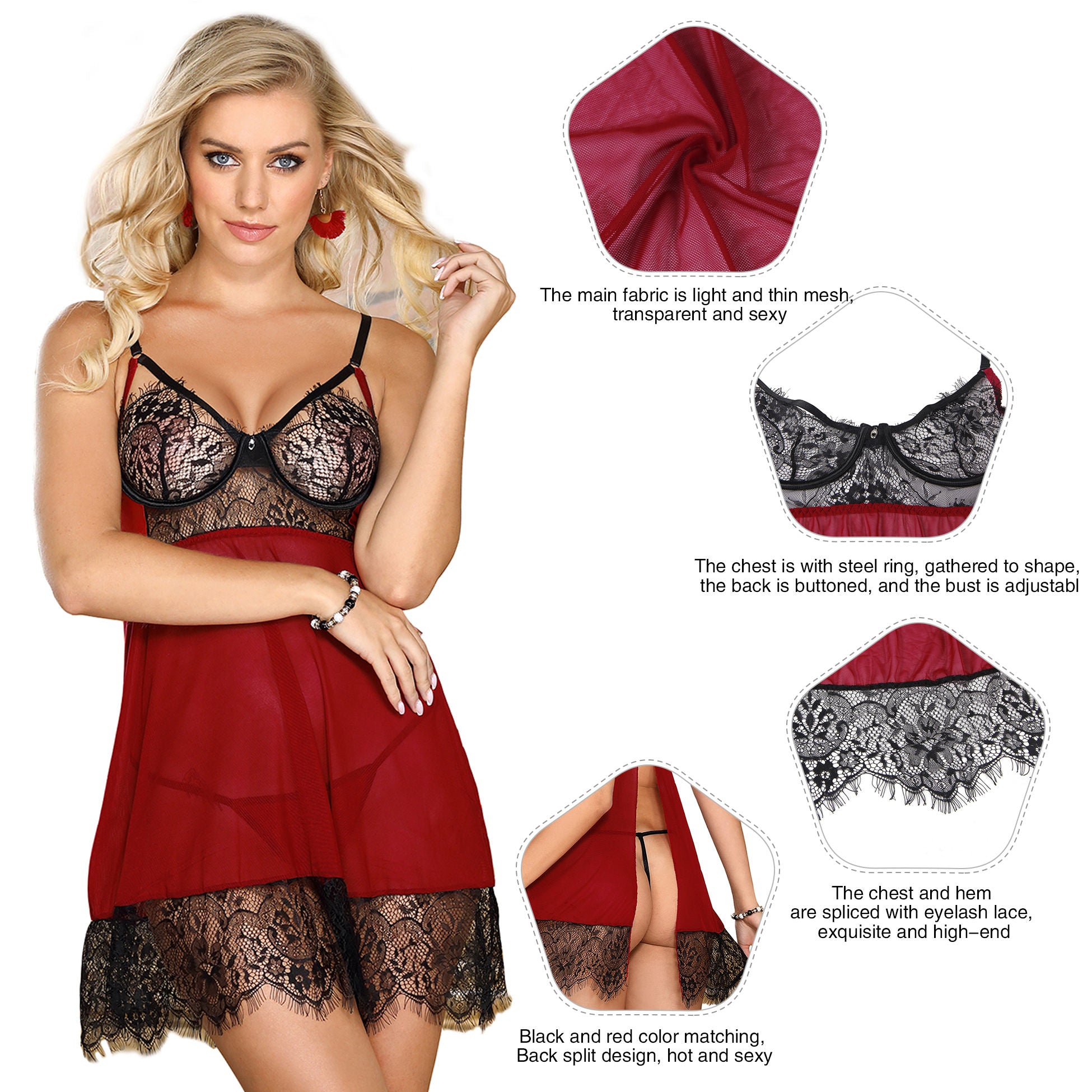 Scarlet Desire Sheer Babydoll Lingerie Set