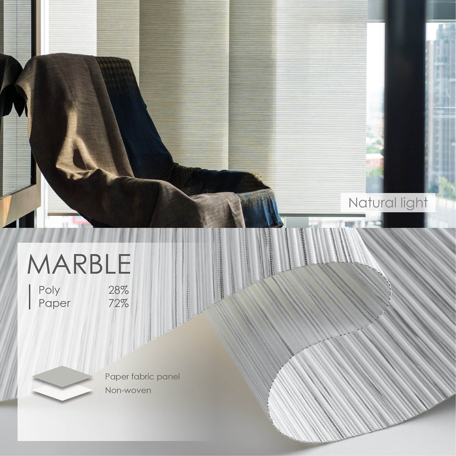 Panel Fabric Set (2 or 4 Panels) | Light Filtering | Marble