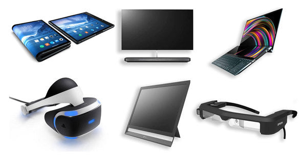 devices with oled panel, oled tv monitor watch laptop smartphone vr glasses