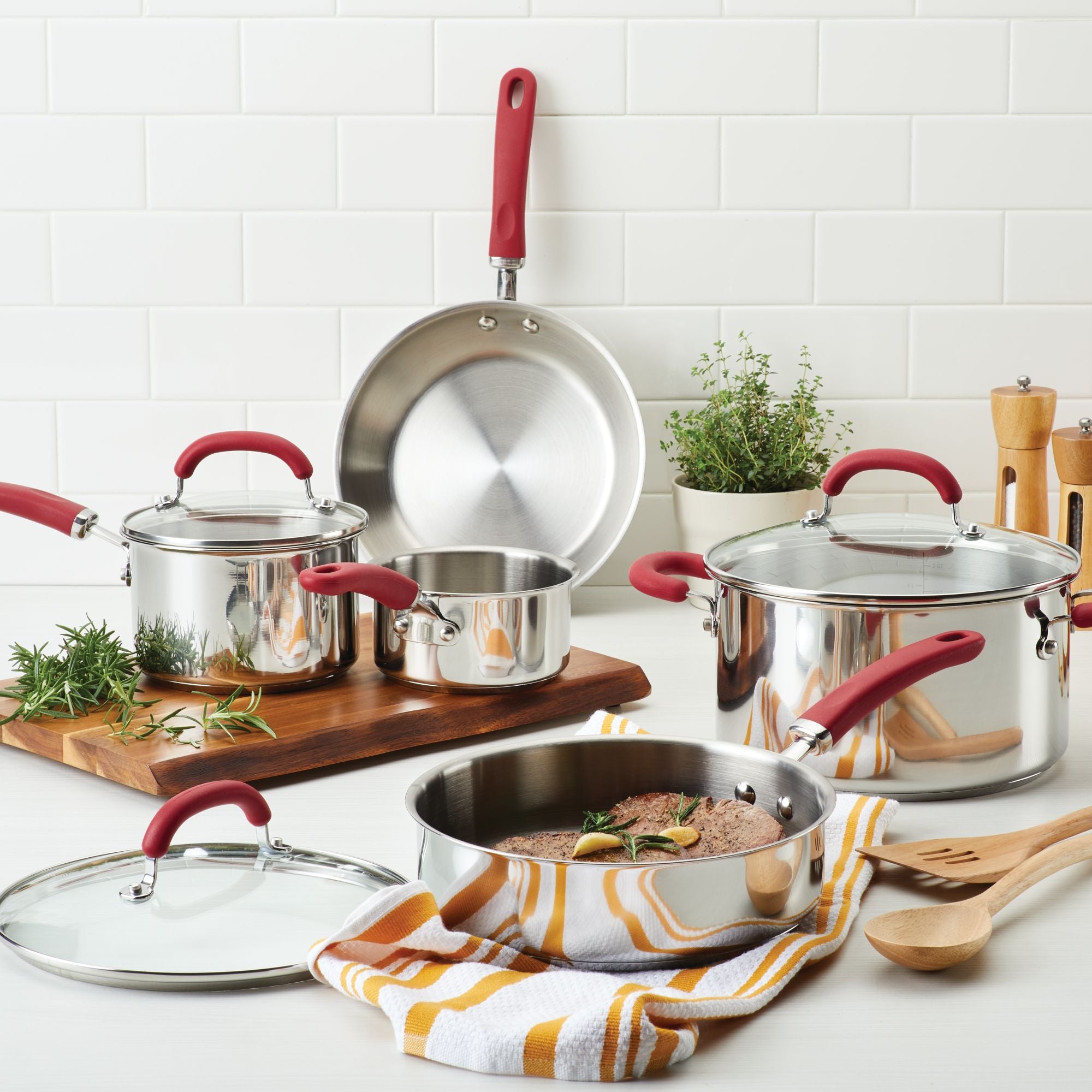 Create Delicious Stainless Steel 10-Piece Cookware Set