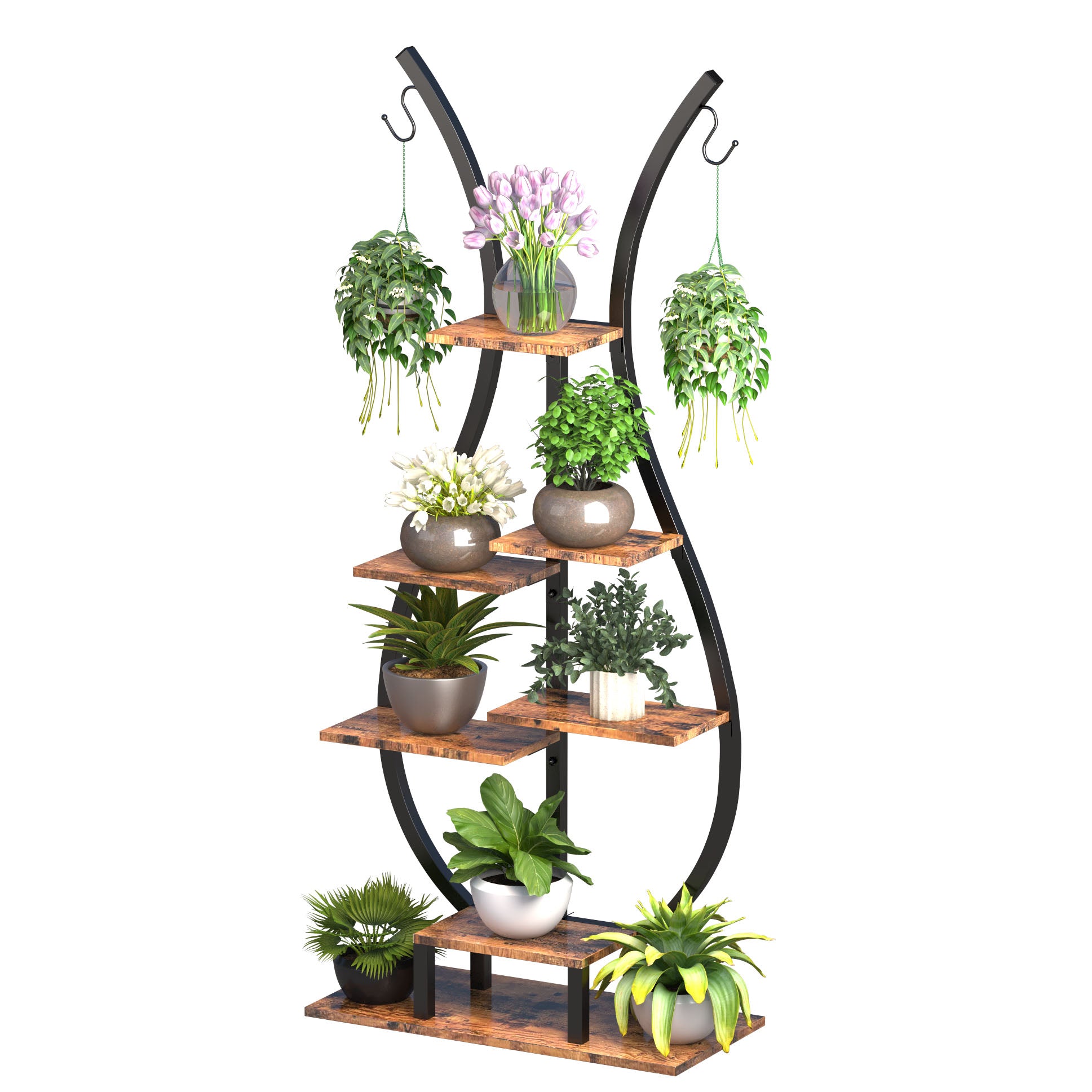 GDLF Plant Stand Indoor Tall Plant Shelf Metal Tiered Hanging Shelf, 59