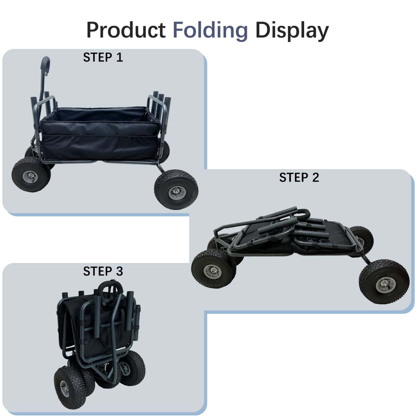 GDLF Fishing Cart  Heavy Duty Foldable Collapsible Wagon  Rod Holders 550 Pound Capacity 53.9