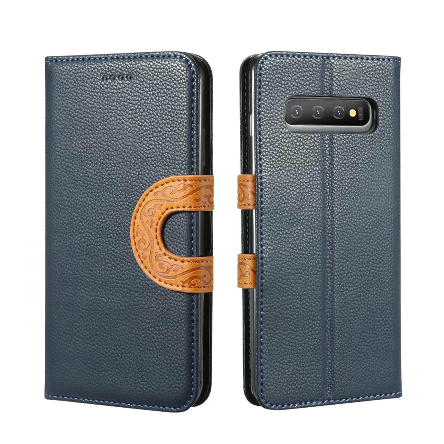 Samsung Galaxy S10+ Case - Leather, Card Slots, Tribal Strap