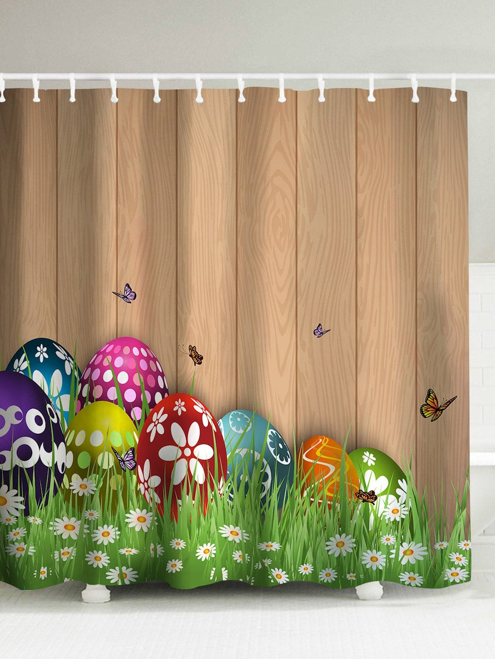 Happy Easter Colorful Eggs Shower Curtain Bathroom Decor