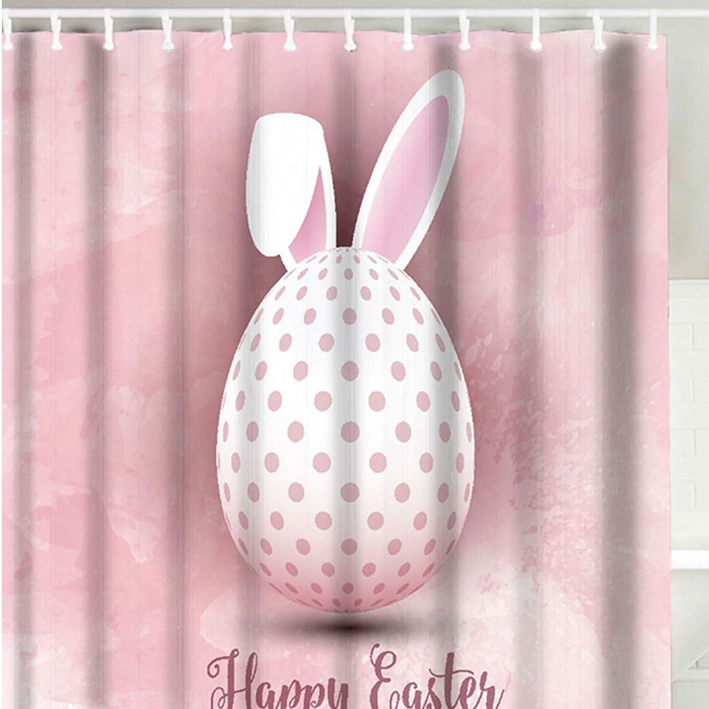 Pink Happy Easter Rabbit Egg Shower Curtain