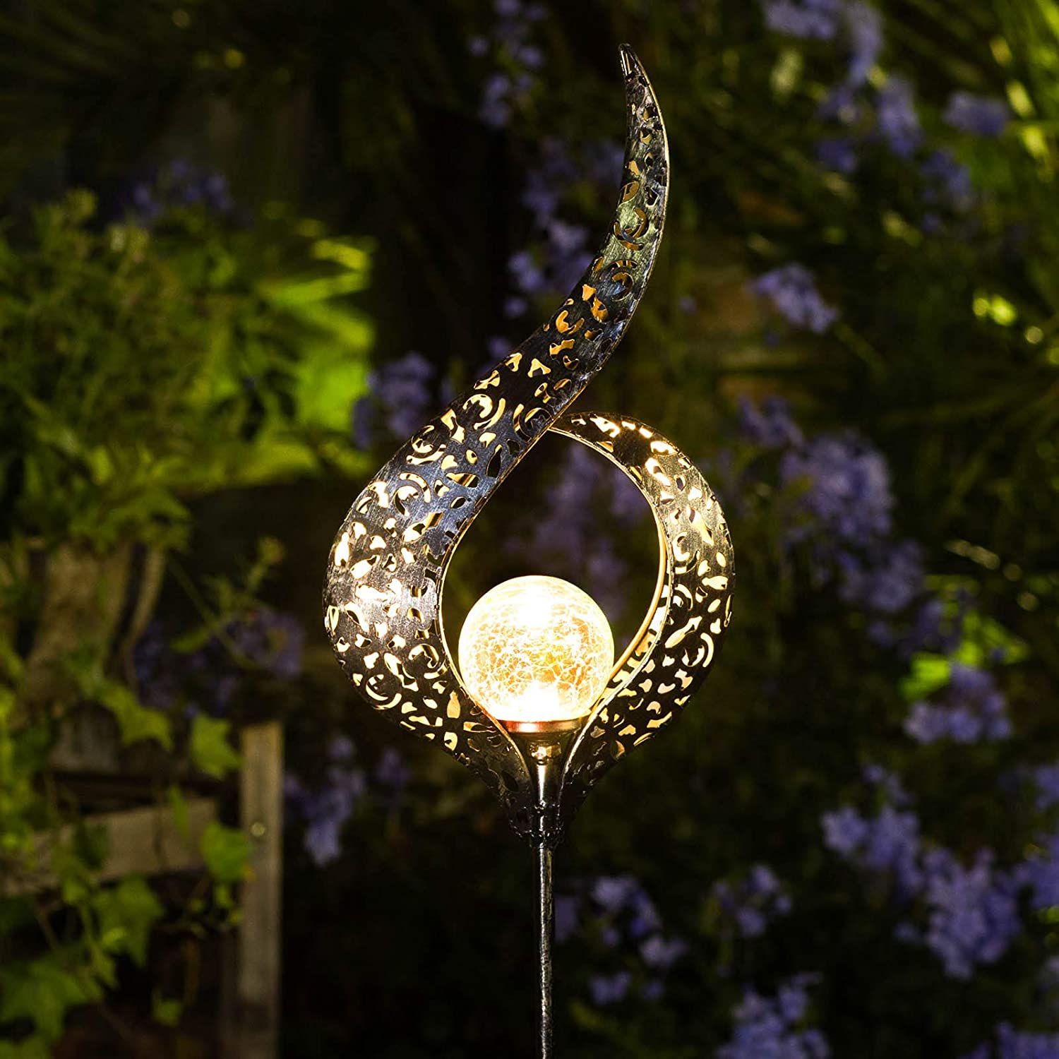 Crackle Glass Ball Solar Lights Garden Stake