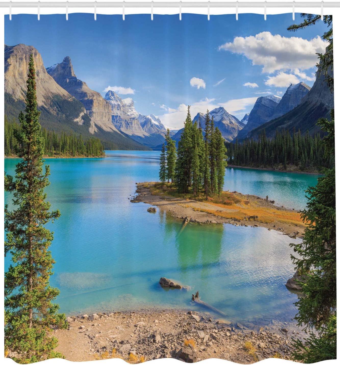 Canada Maligne Lake Jasper National Park Spirit Island Shower Curtain