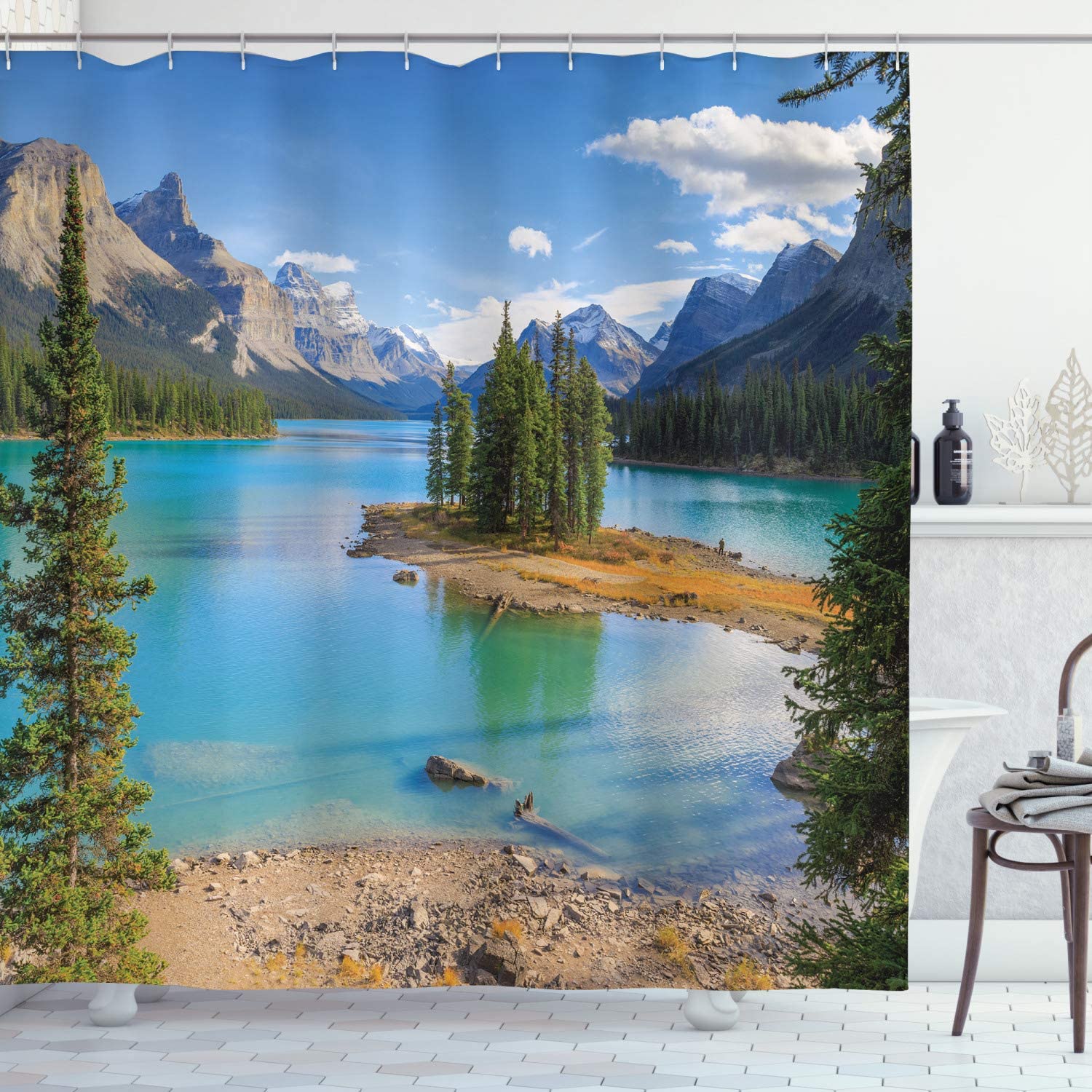Canada Maligne Lake Jasper National Park Spirit Island Shower Curtain