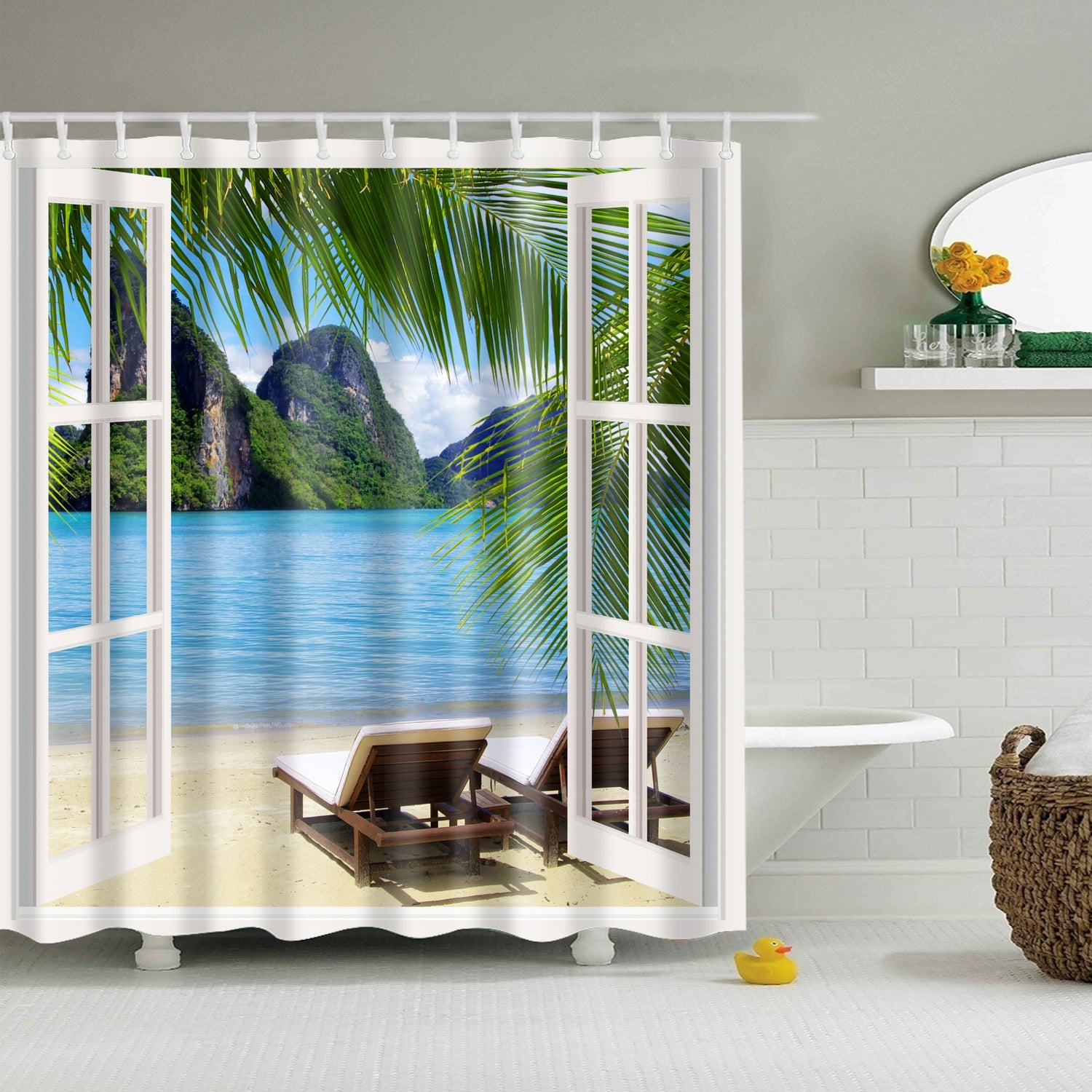 Beach Sunbathe Balcony Shower Curtain