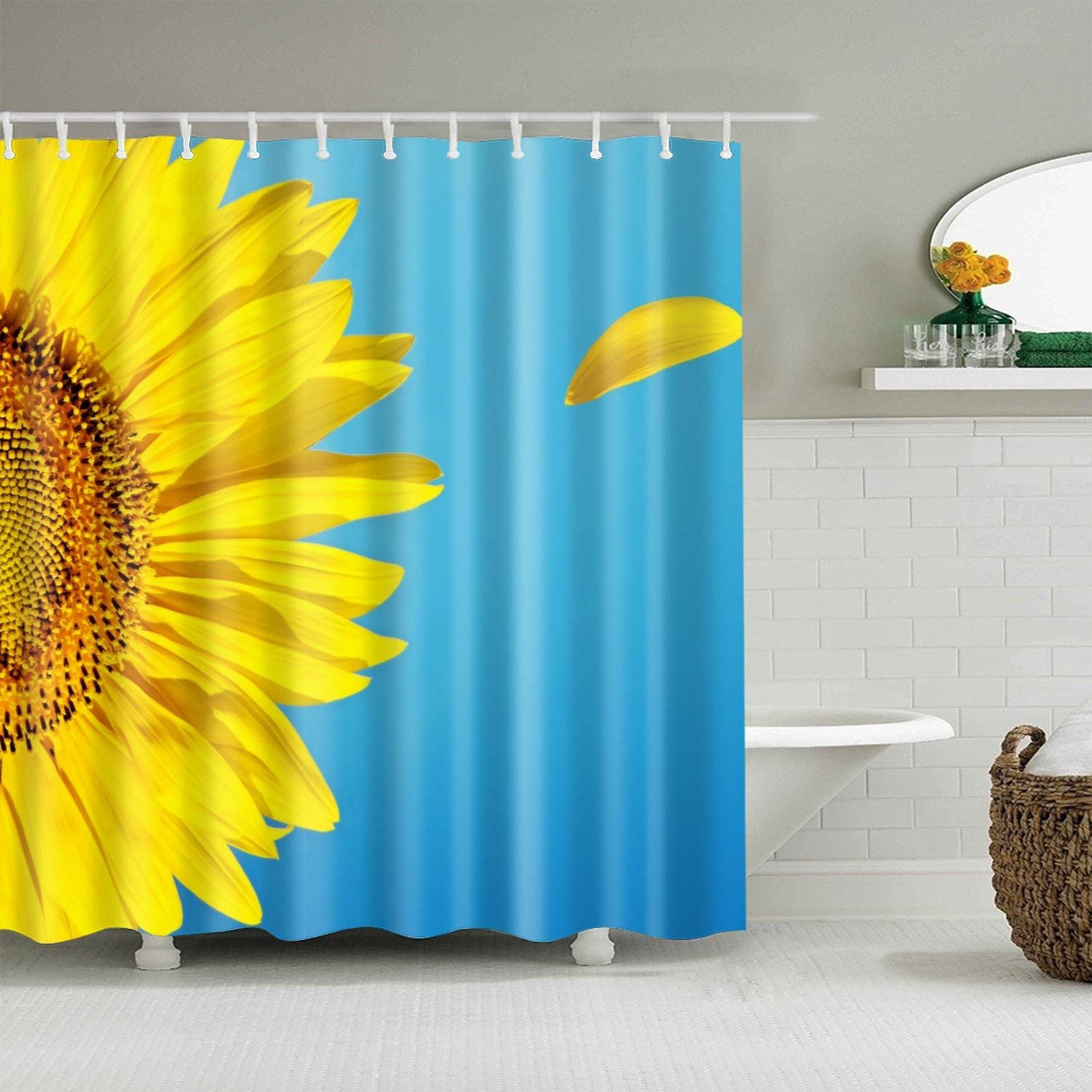Blue Sky Natural Big Sunflower Shower Curtain Set - 4 Pcs