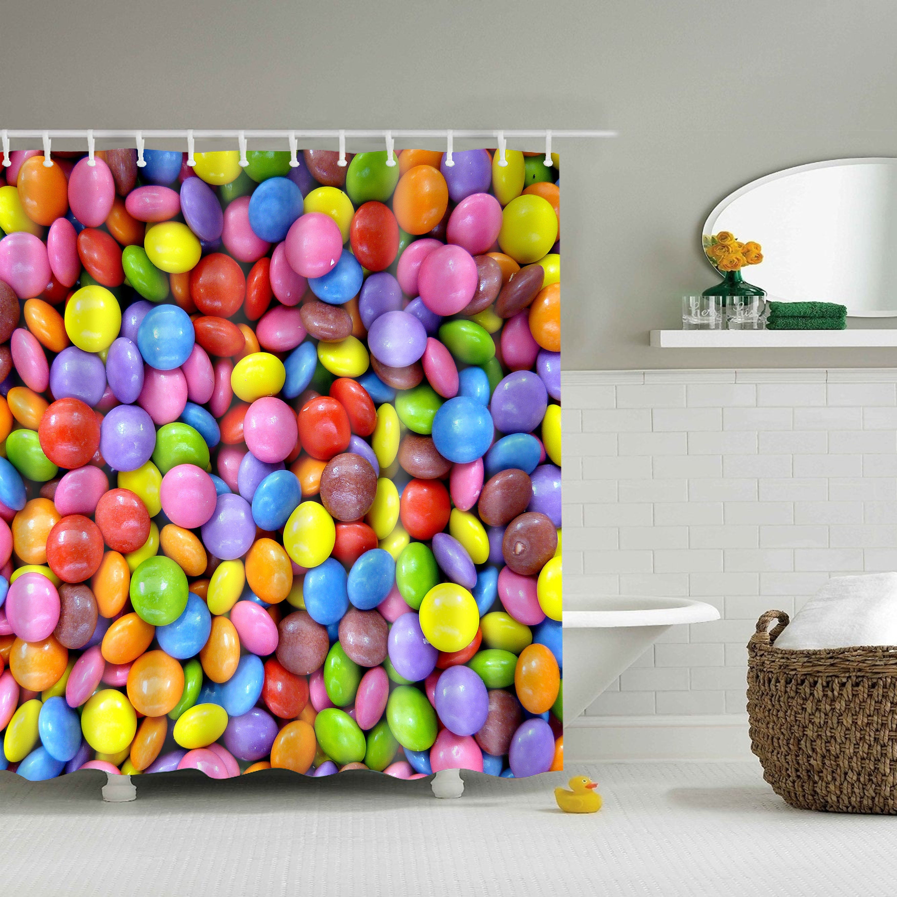 Bright Colored Milk Chocolate Beans Candy Shower Curtain