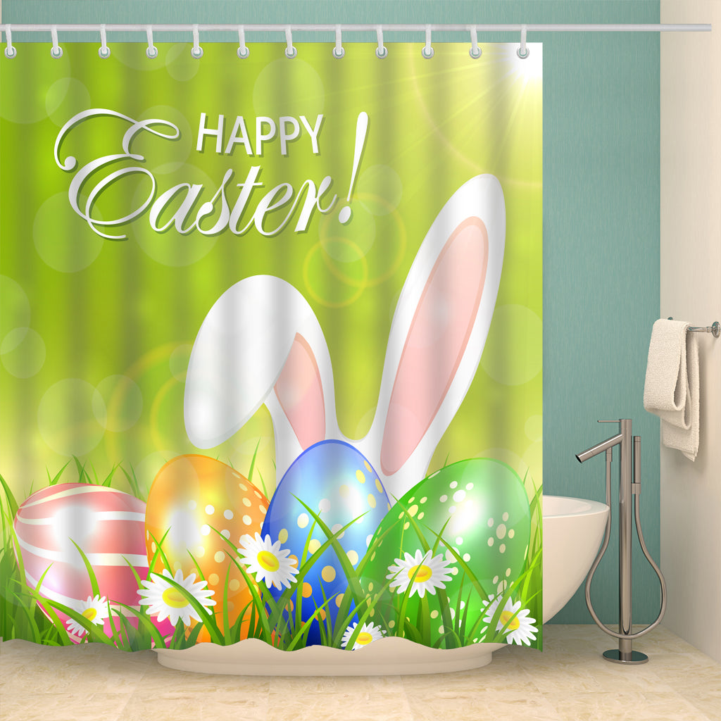 Flower with Eggs Greeting Easter Holiday Shower Curtain Bathroom Decor
