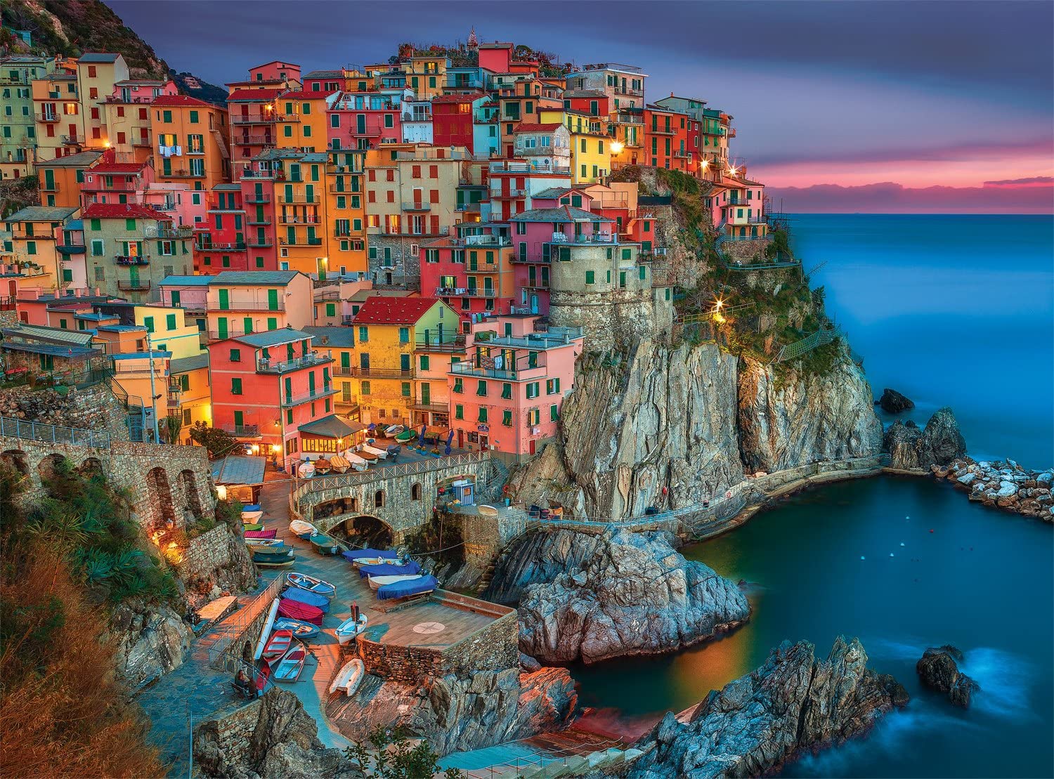 Italy Dreamy Cinque Terre Night View 1000 Pieces Jigsaw Puzzle