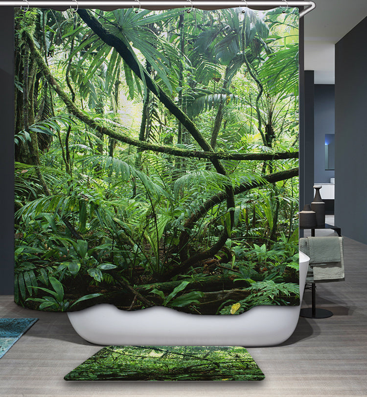 Nature Green Jungle Forest Trees Shower Curtain