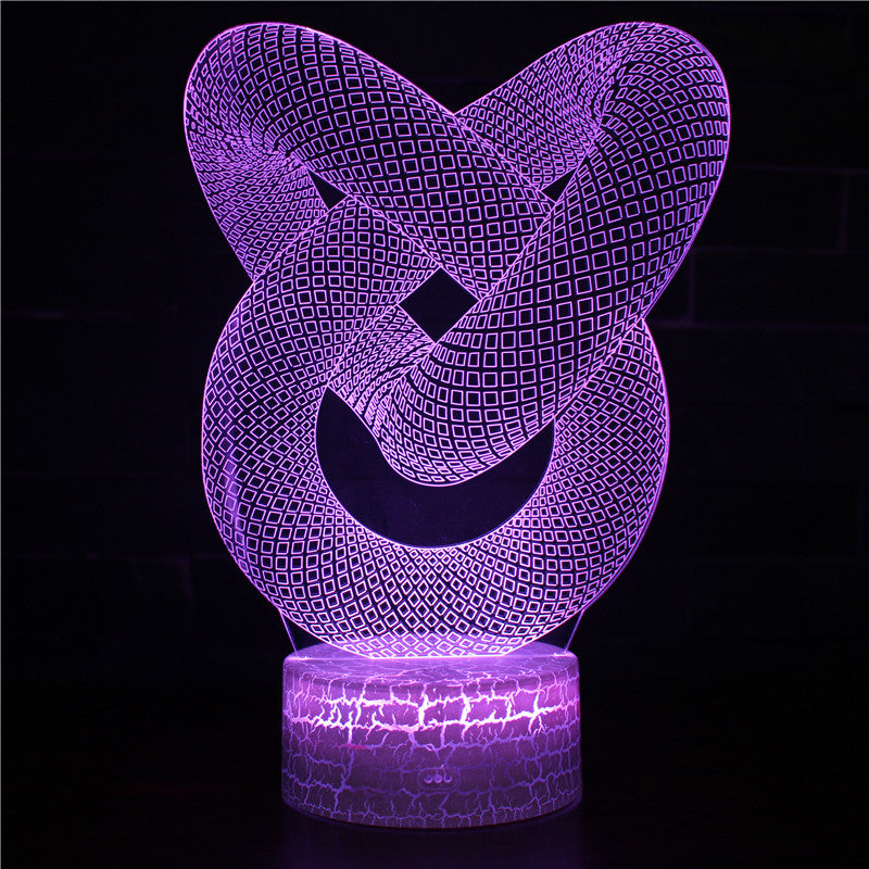 Abstract 3D Love Knot Art Illusion Lamp Night Light