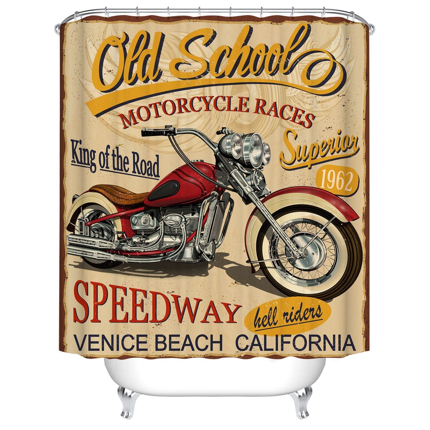 1962 Old School Indian Motorcycle Races Shower Curtain