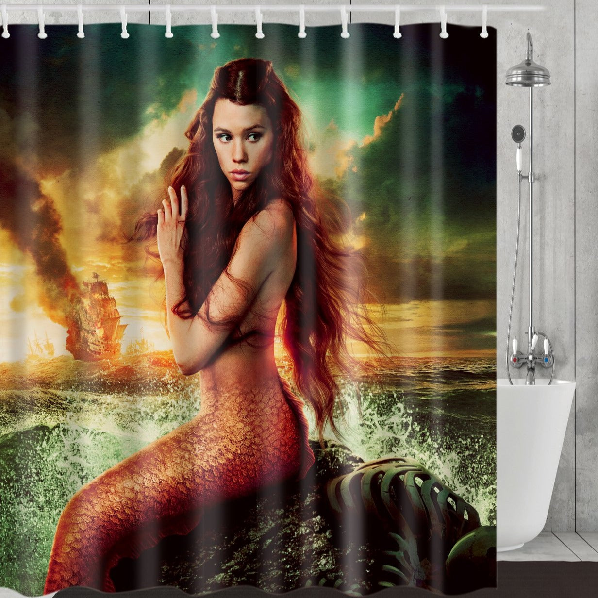 Pirates of the Caribbean Syrena Mermaid Shower Curtain