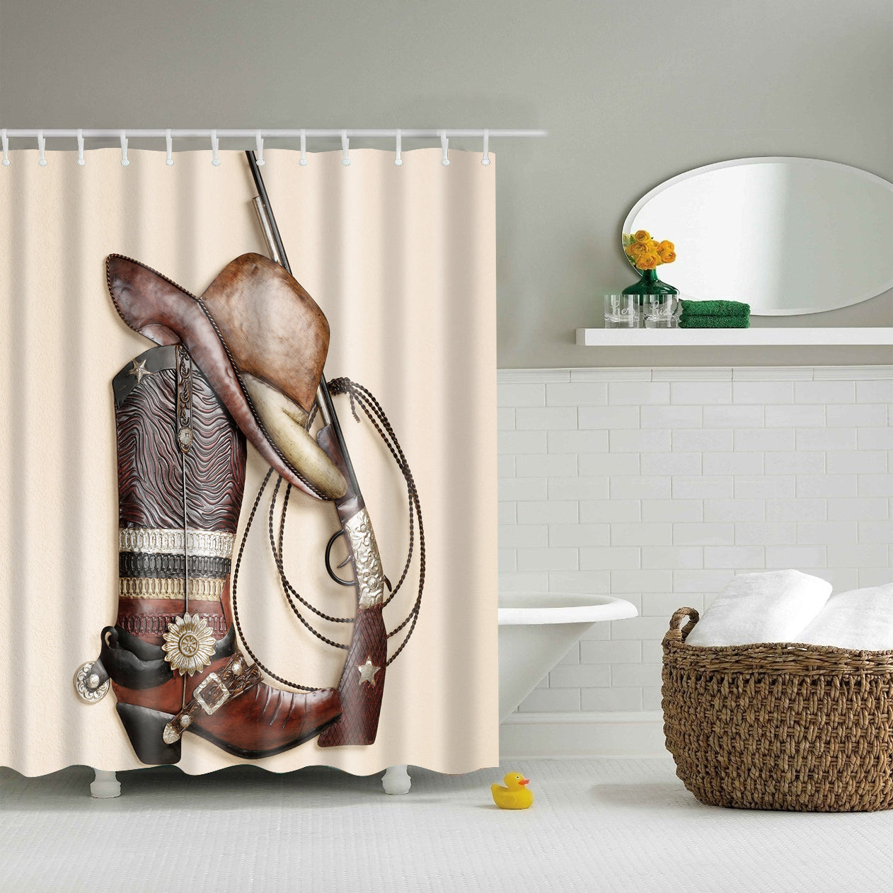 Western Style Cowboy Gear Boot Shower Curtain
