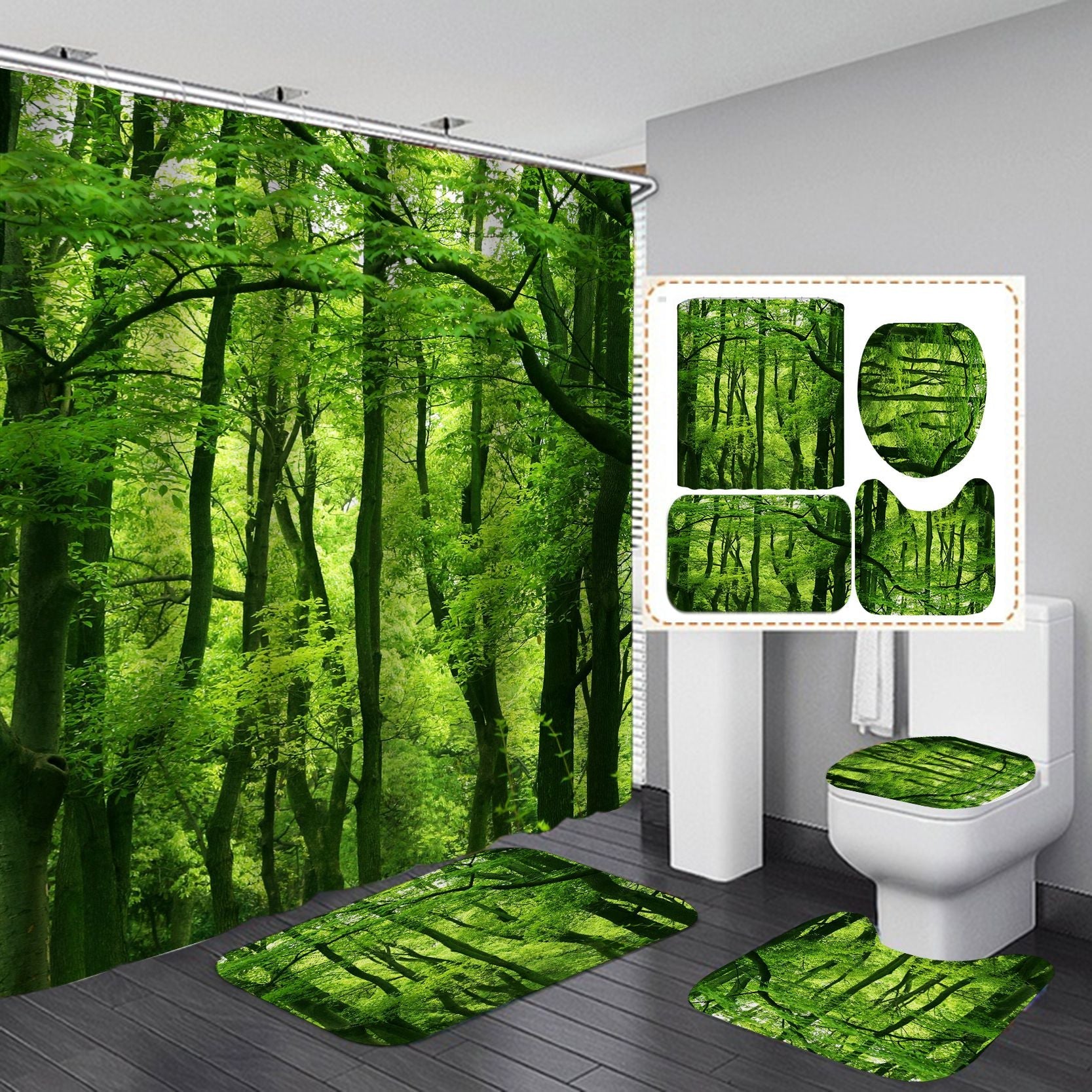 Tropical Rainforest Olive Green Leaf Shower Curtain