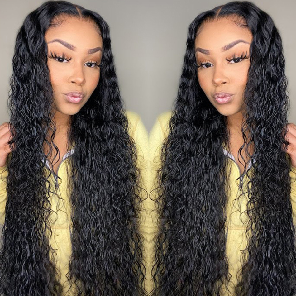 Long Water Wave Brazilian Hair 5 * 5 HD Lace Closure Wig