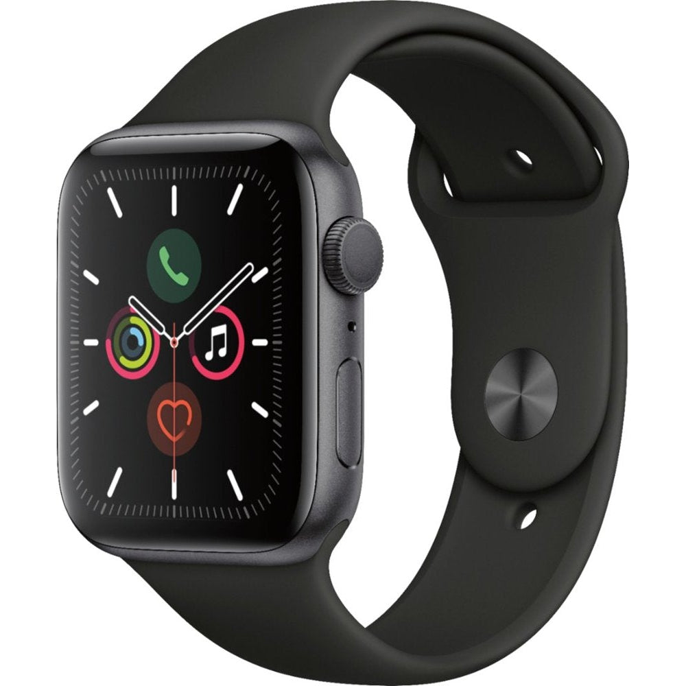 Apple Watch Series 5 44mm Space Gray Aluminum Case with Black Sport Band.USED