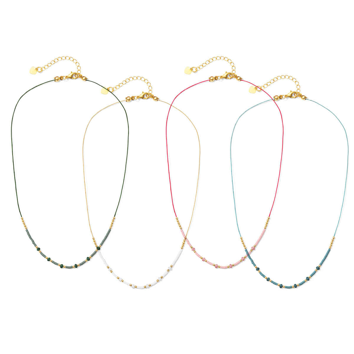 Set/12 colorful string necklace