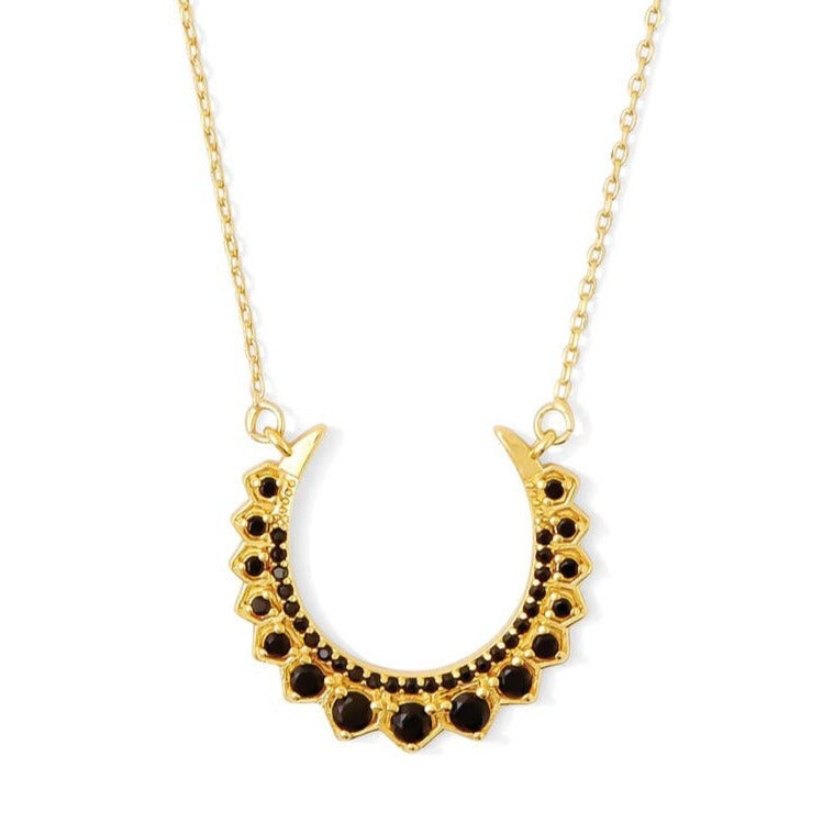 Black Accented Crescent Necklace