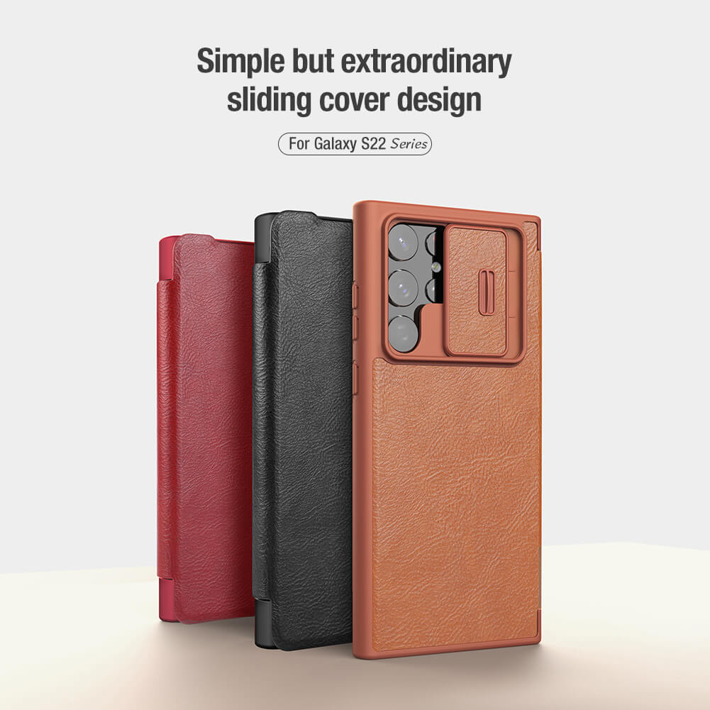 Slide Cover Protects Camera Leather Phone Case For samsung galaxy s22 series