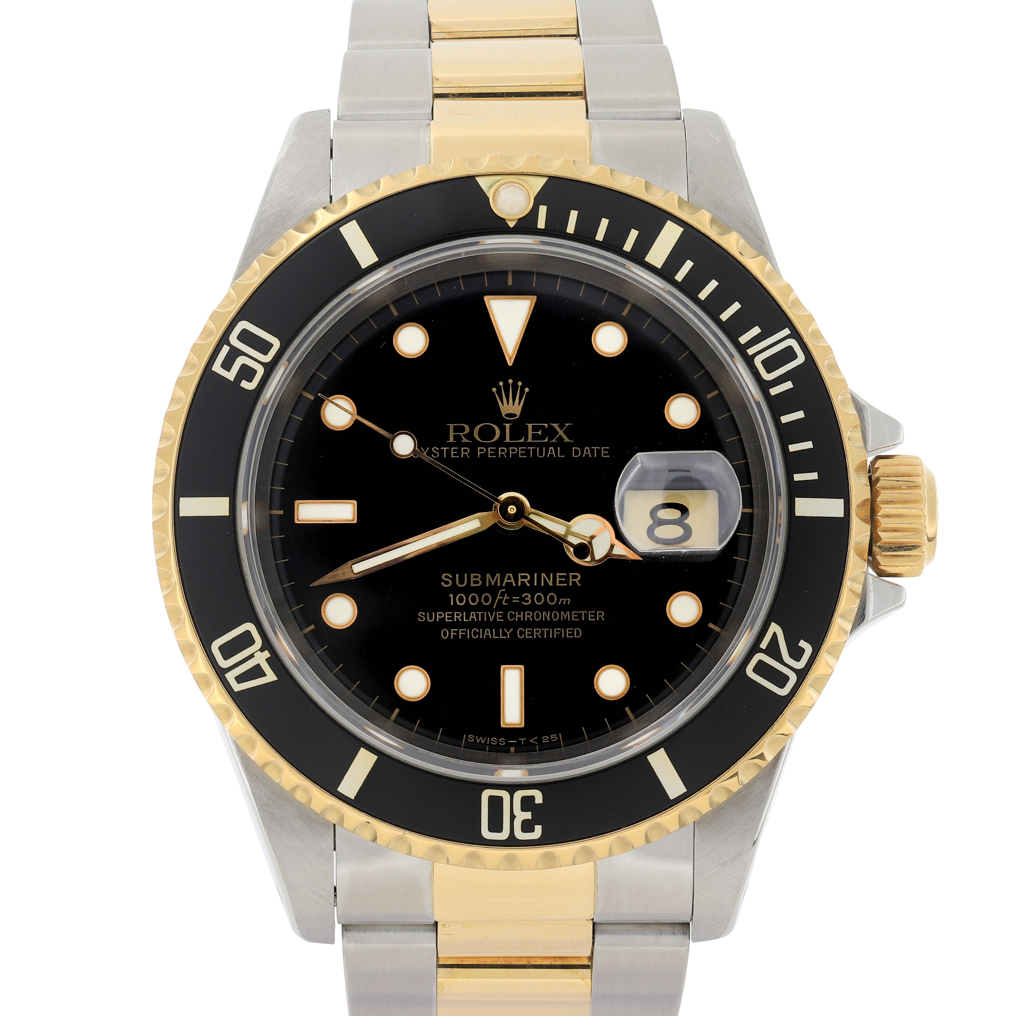 Rolex Submariner Date 16613 Black 1997 Tritium Oyster 18k Yellow Gold Steel 40 mm