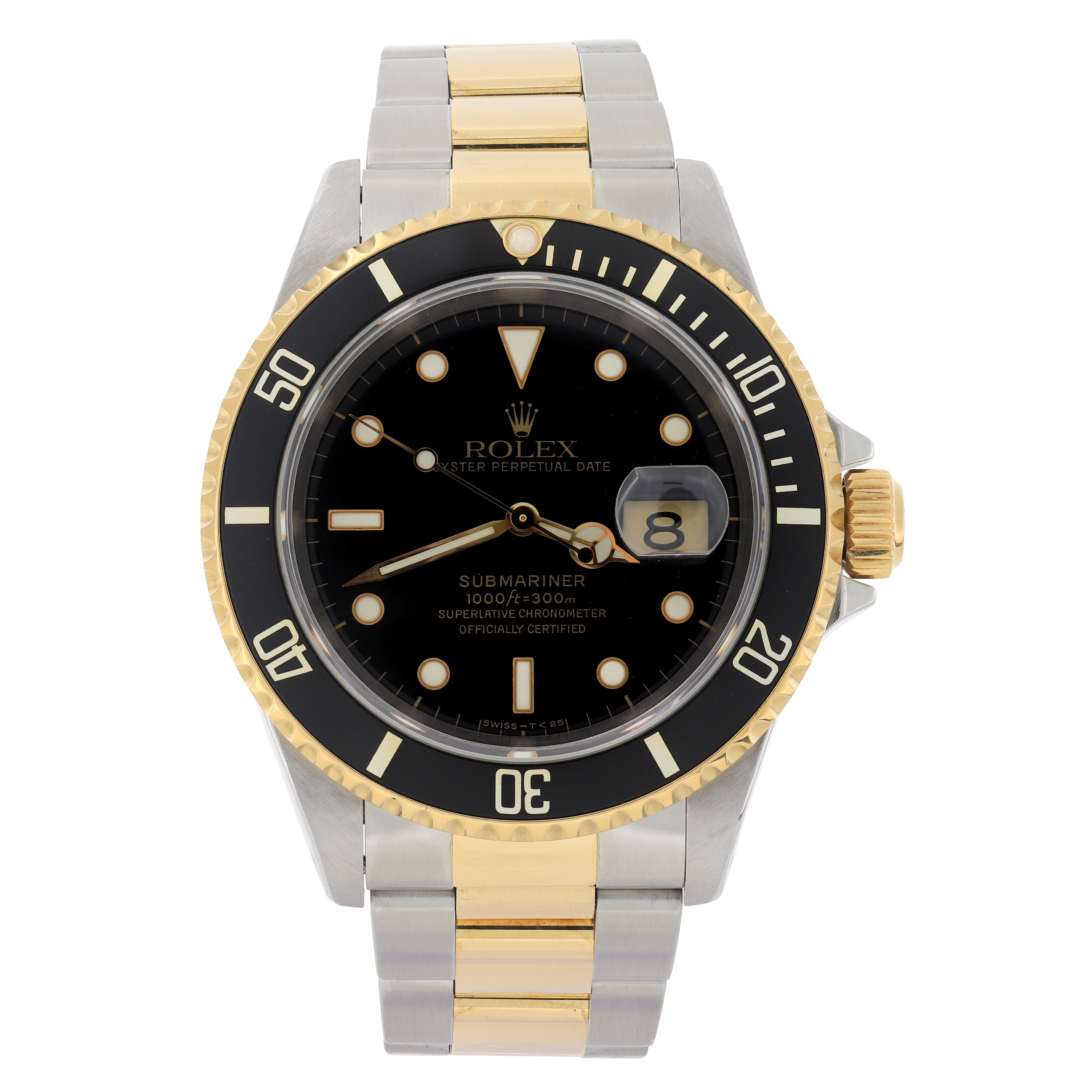 Rolex Submariner Date 16613 Black 1997 Tritium Oyster 18k Yellow Gold Steel 40 mm