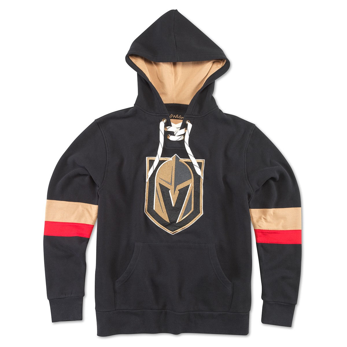 Wright and Ditson Vegas Golden Knights Lace Up Kinship Pullover Hoodie - Black Gold Red