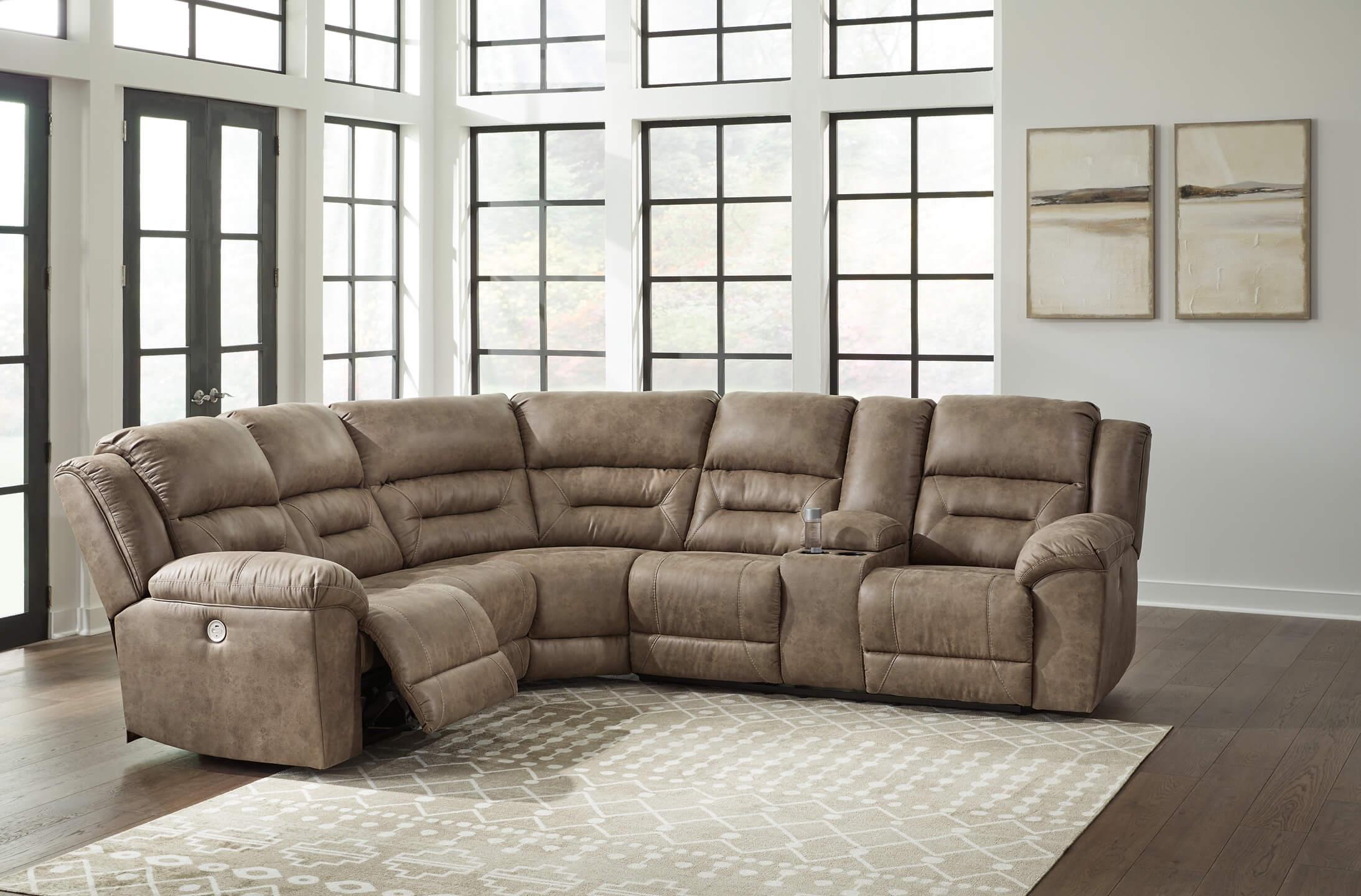 Ravenel 3-Piece Power Reclining Sectional 83106S2 Brown/Beige Contemporary Motion Sectionals