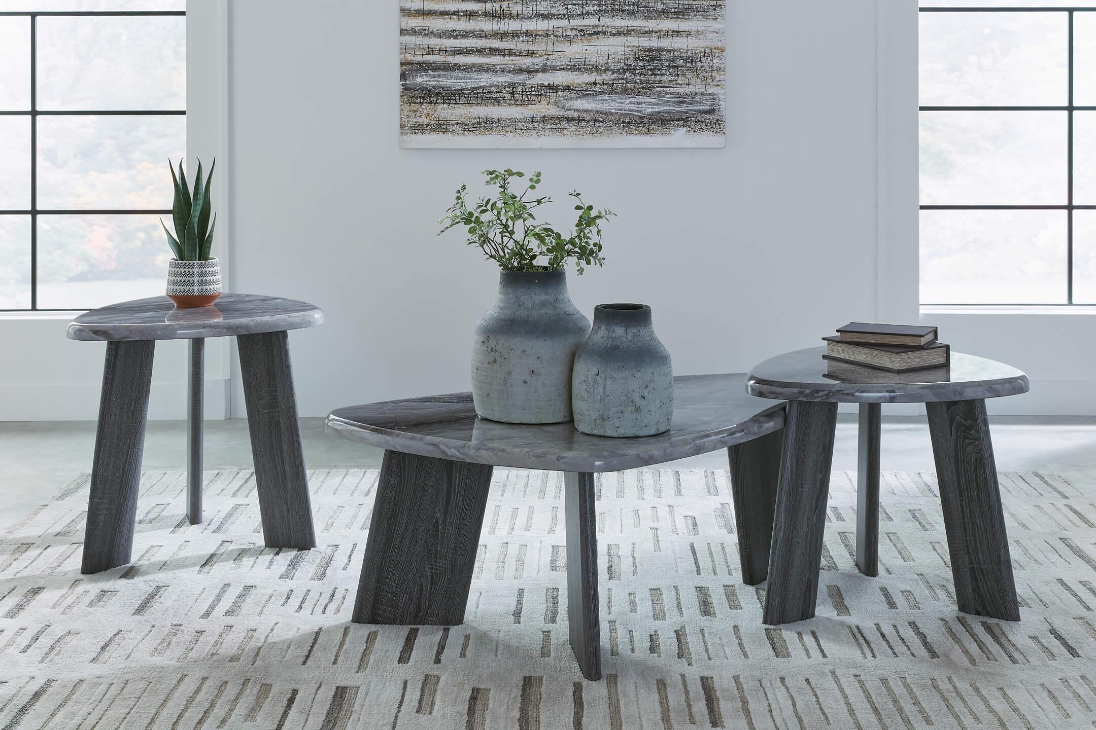 Bluebond Table (Set of 3) T390-13 Black/Gray Contemporary 3 Pack