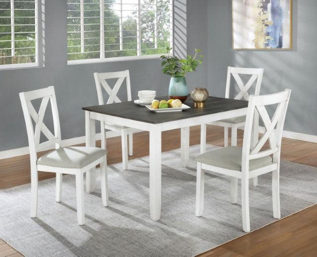 Anya CM3476WH-T-5PK Distressed White/Distressed Gray Rustic 5 Pc. Dining Table Set