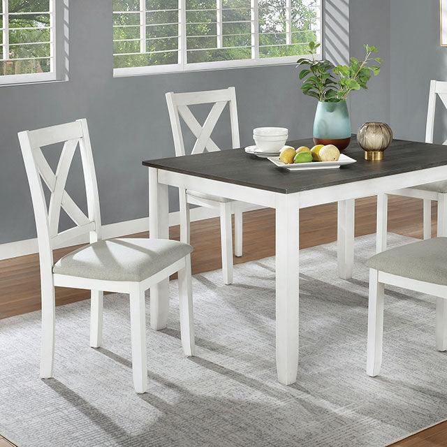 Anya CM3476WH-T-5PK Distressed White/Distressed Gray Rustic 5 Pc. Dining Table Set