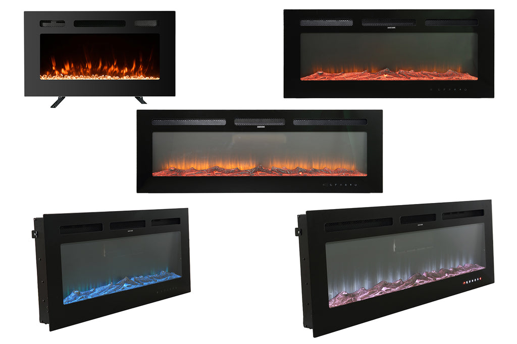 Boyel Living Electric Wall Mounted Recessed Fireplace with Remote 1500/750 Watt in Black, 30/36/40/50/60 in.