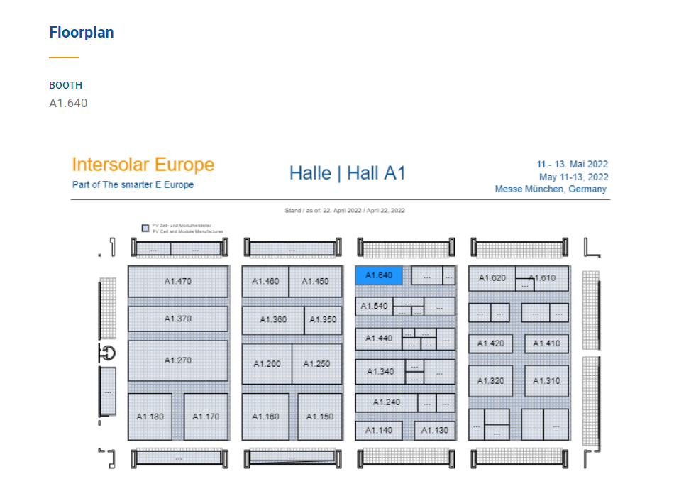Intersolar Europe 2022 Visit us in Hall A1 Booth 640