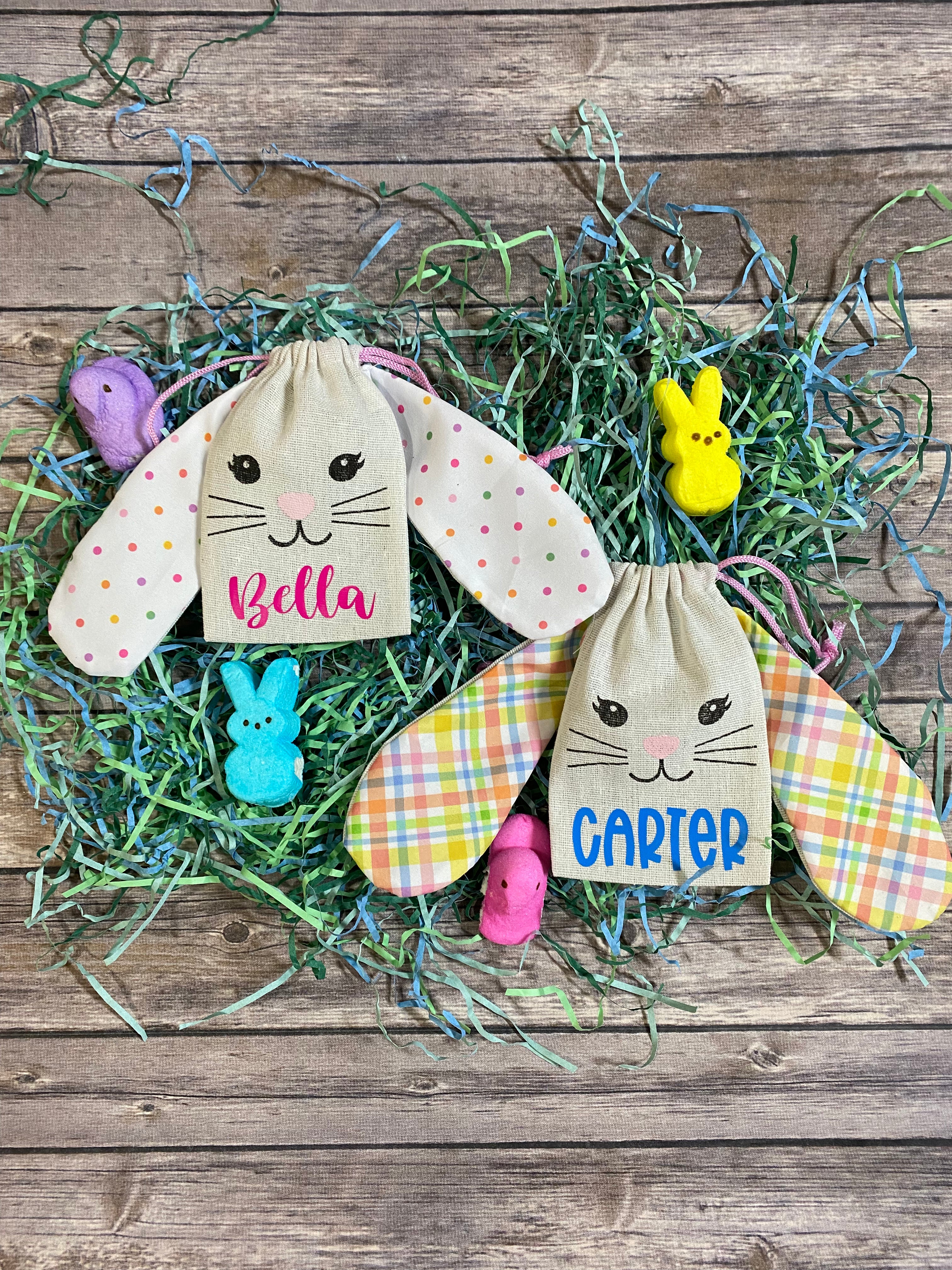 Personalized Easter Bunny with Floppy Ears Treat Sacks/Bags