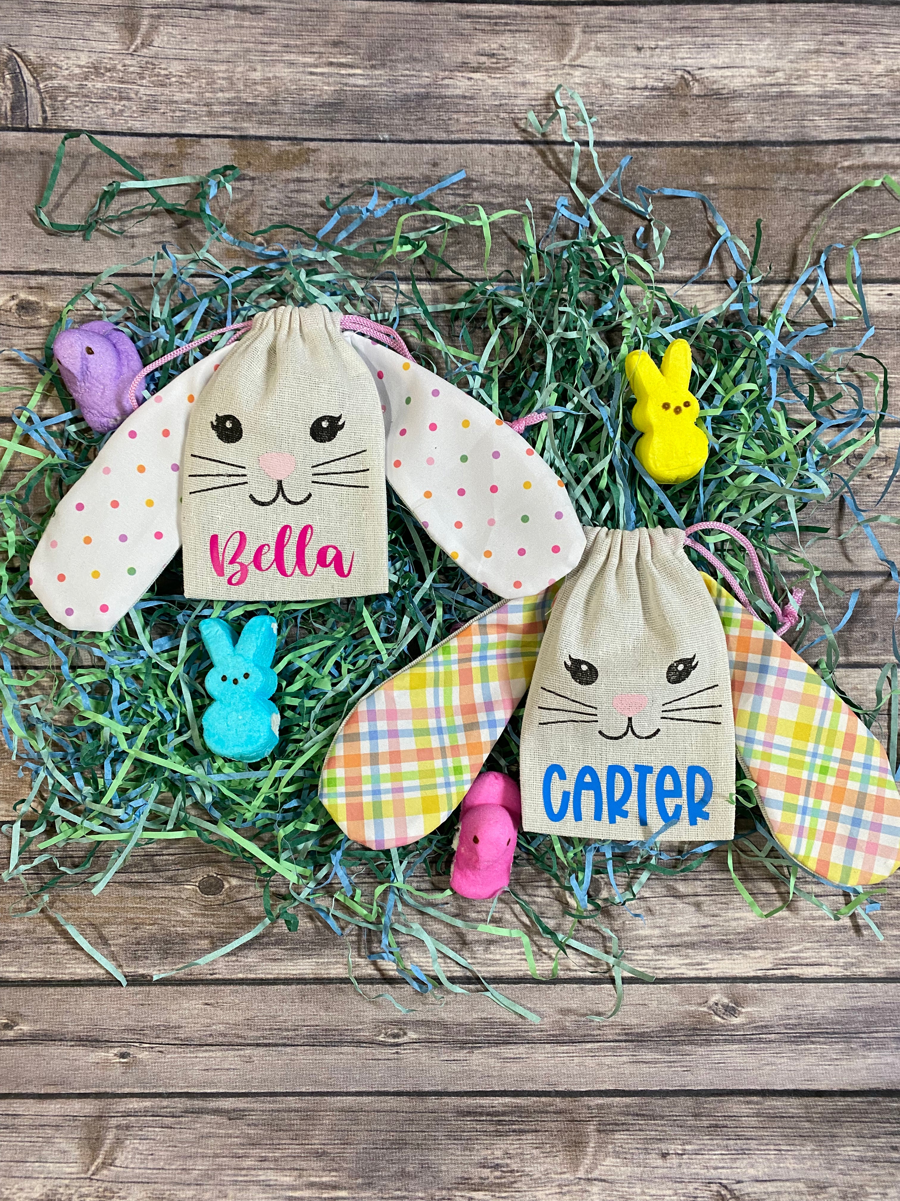 Personalized Easter Bunny with Floppy Ears Treat Sacks/Bags