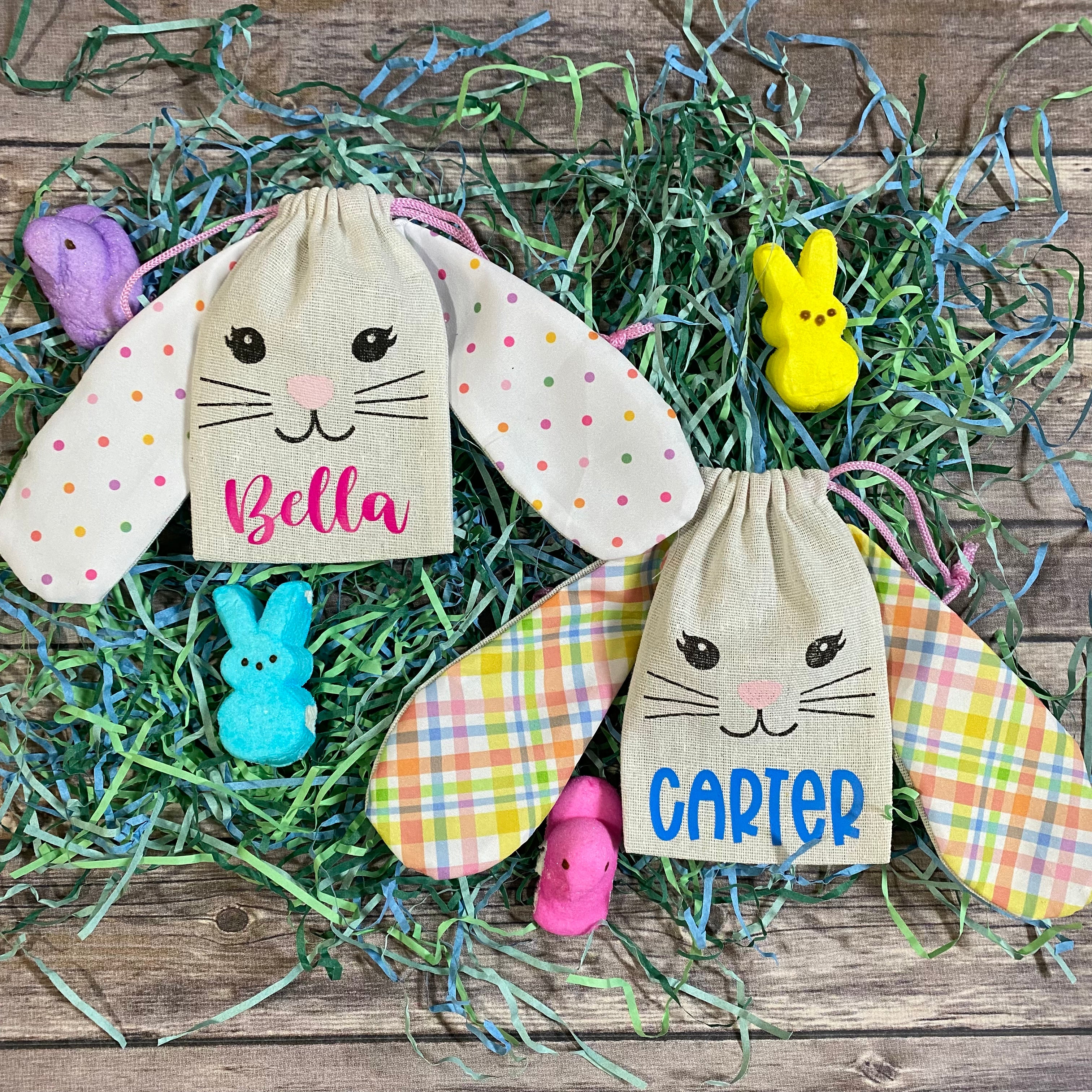 Personalized Easter Bunny with Floppy Ears Treat Sacks/Bags