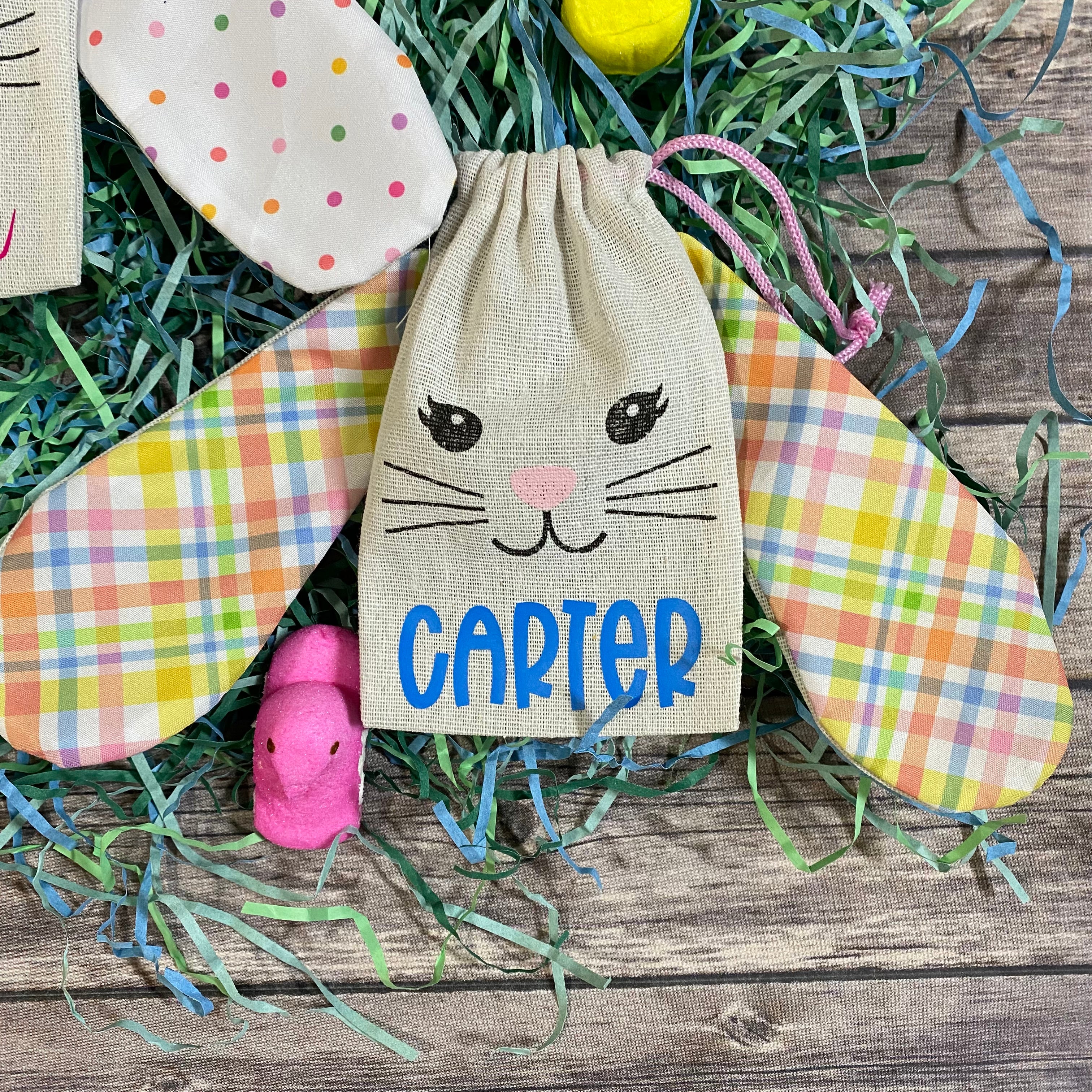 Personalized Easter Bunny with Floppy Ears Treat Sacks/Bags