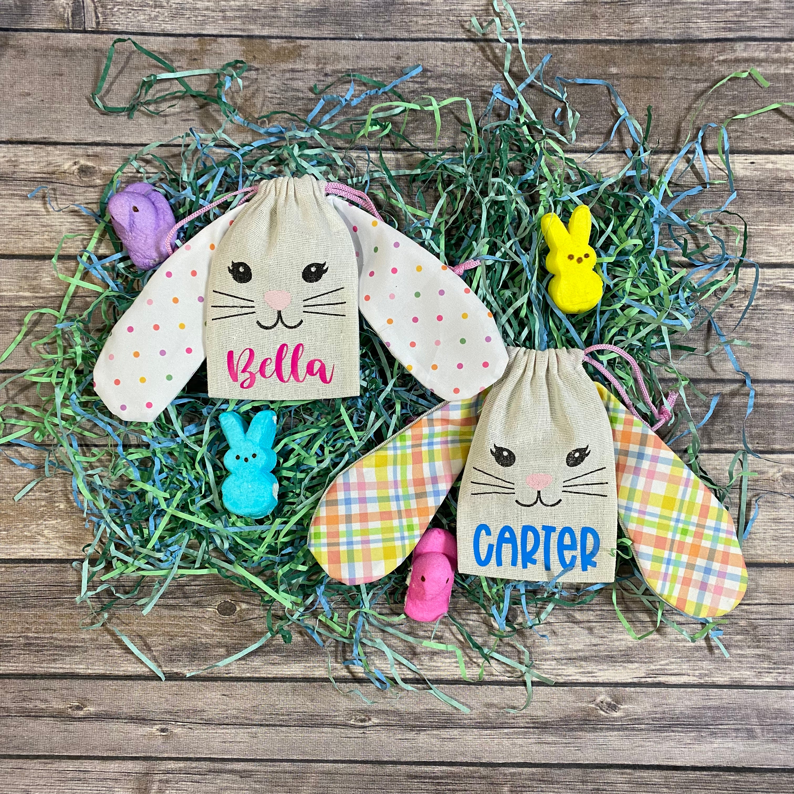 Personalized Easter Bunny with Floppy Ears Treat Sacks/Bags