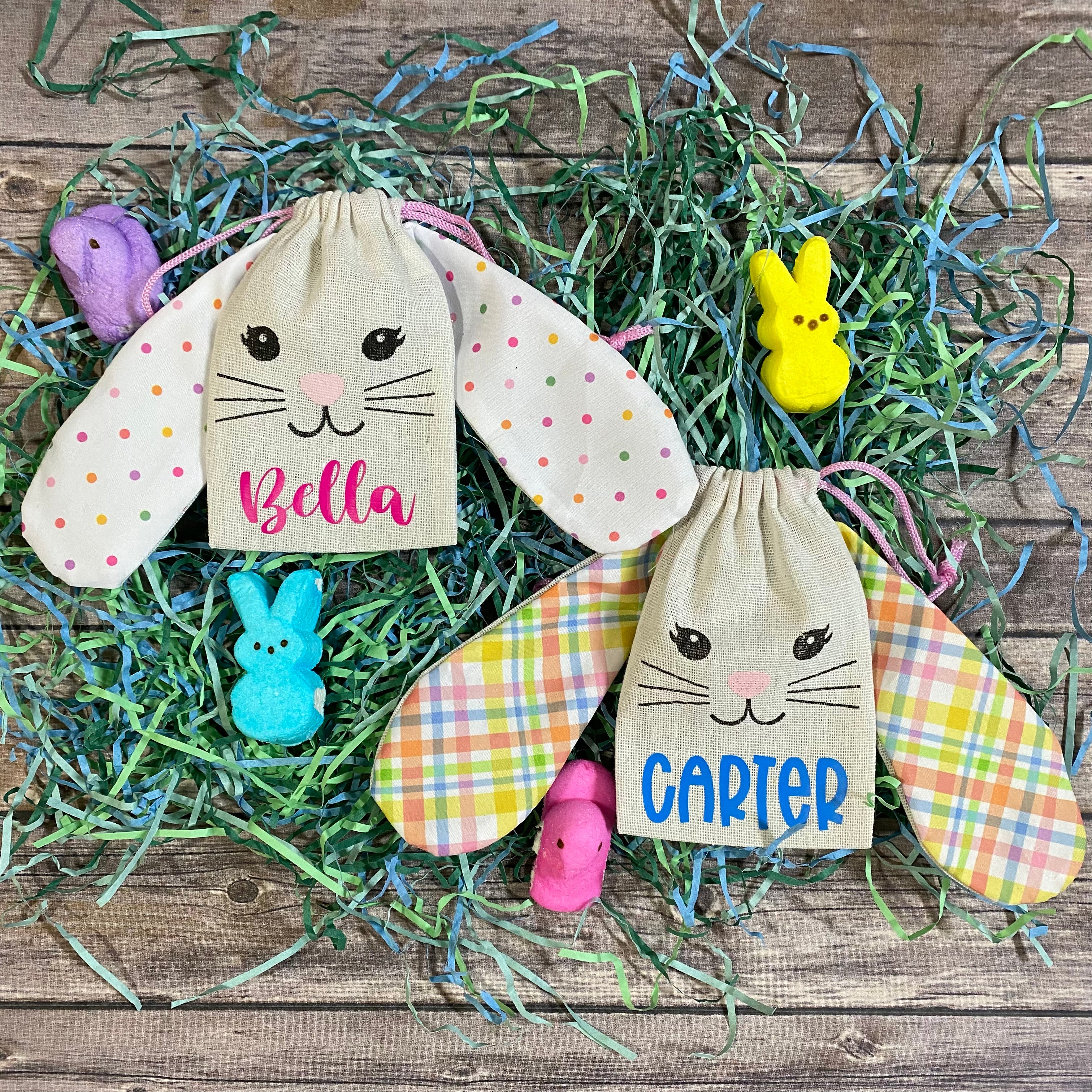 Personalized Easter Bunny with Floppy Ears Treat Sacks/Bags