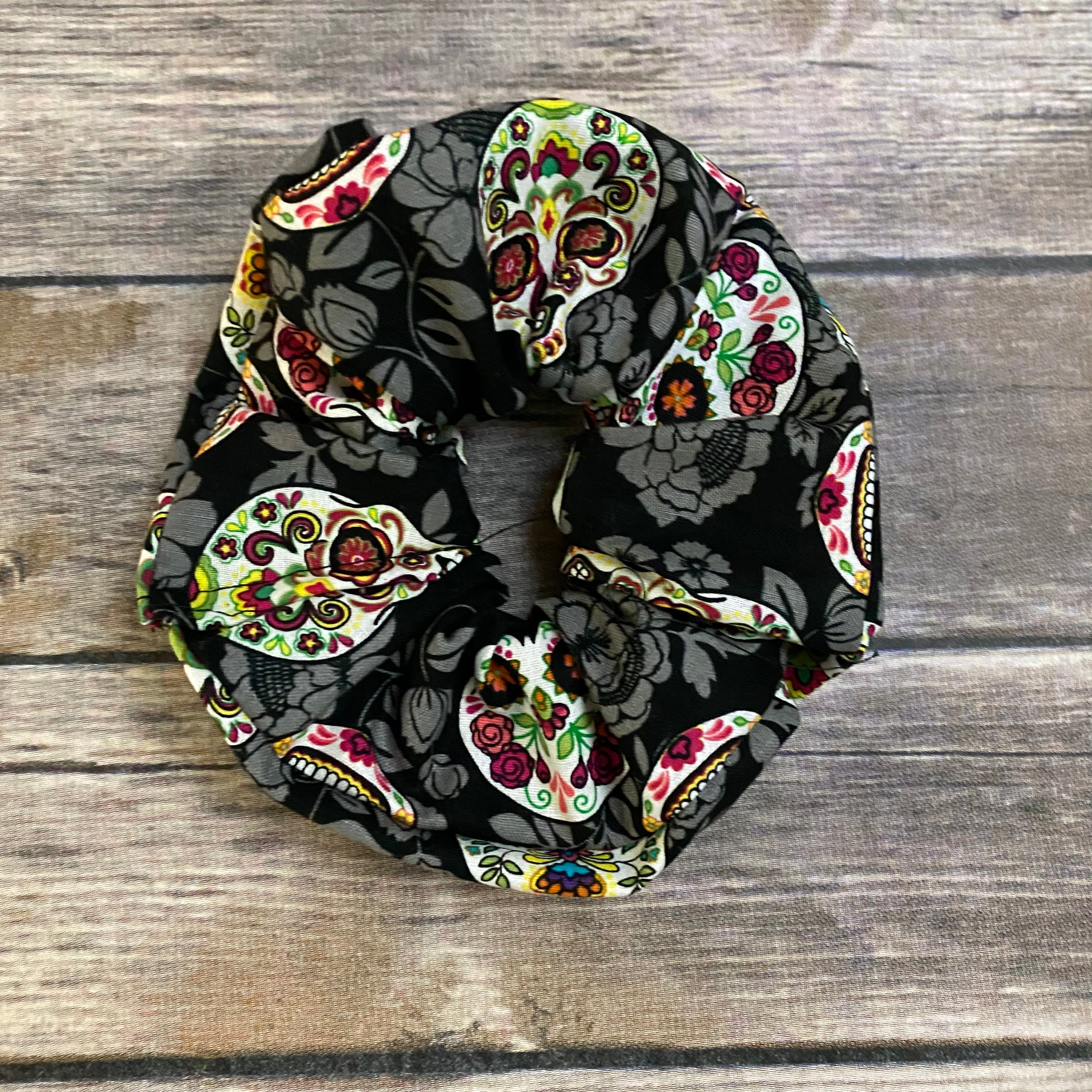 Sugar Skulls Halloween Fabric Scrunchie