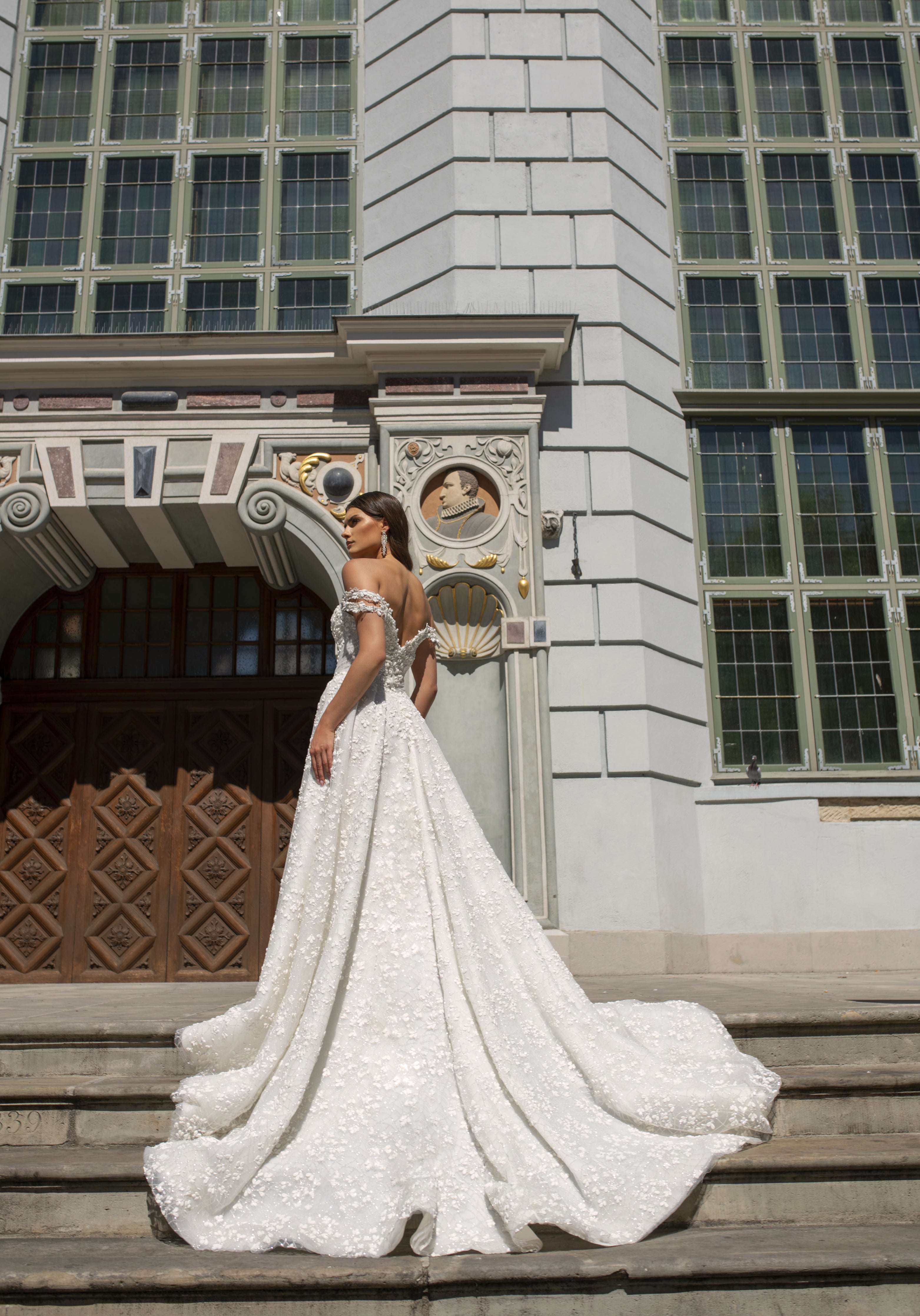 Vanessa - Off the Shoulder Ball Gown with 3D Floral Lace