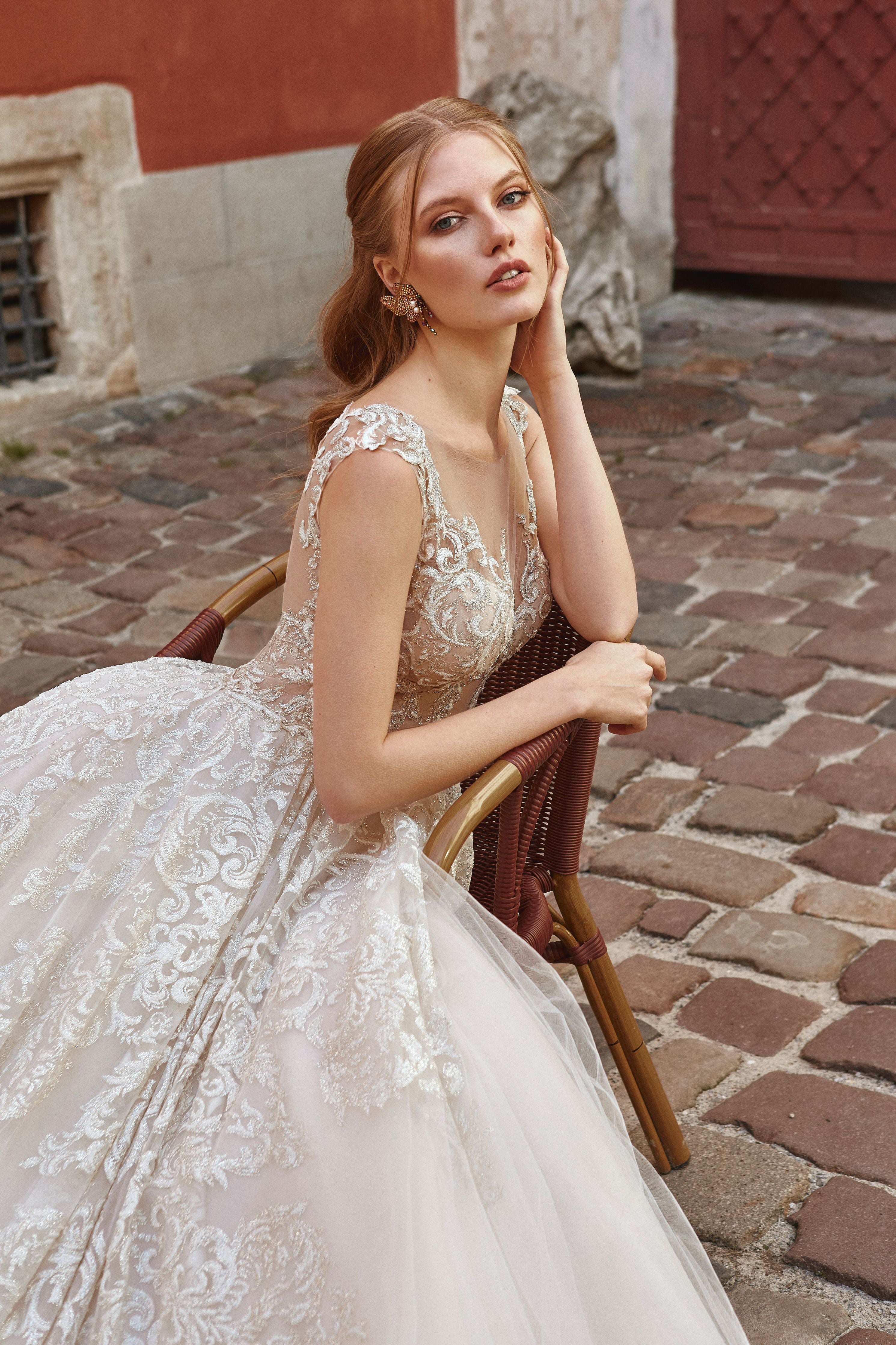 Serena - Lace and Tulle Ball Gown with Illusion Back
